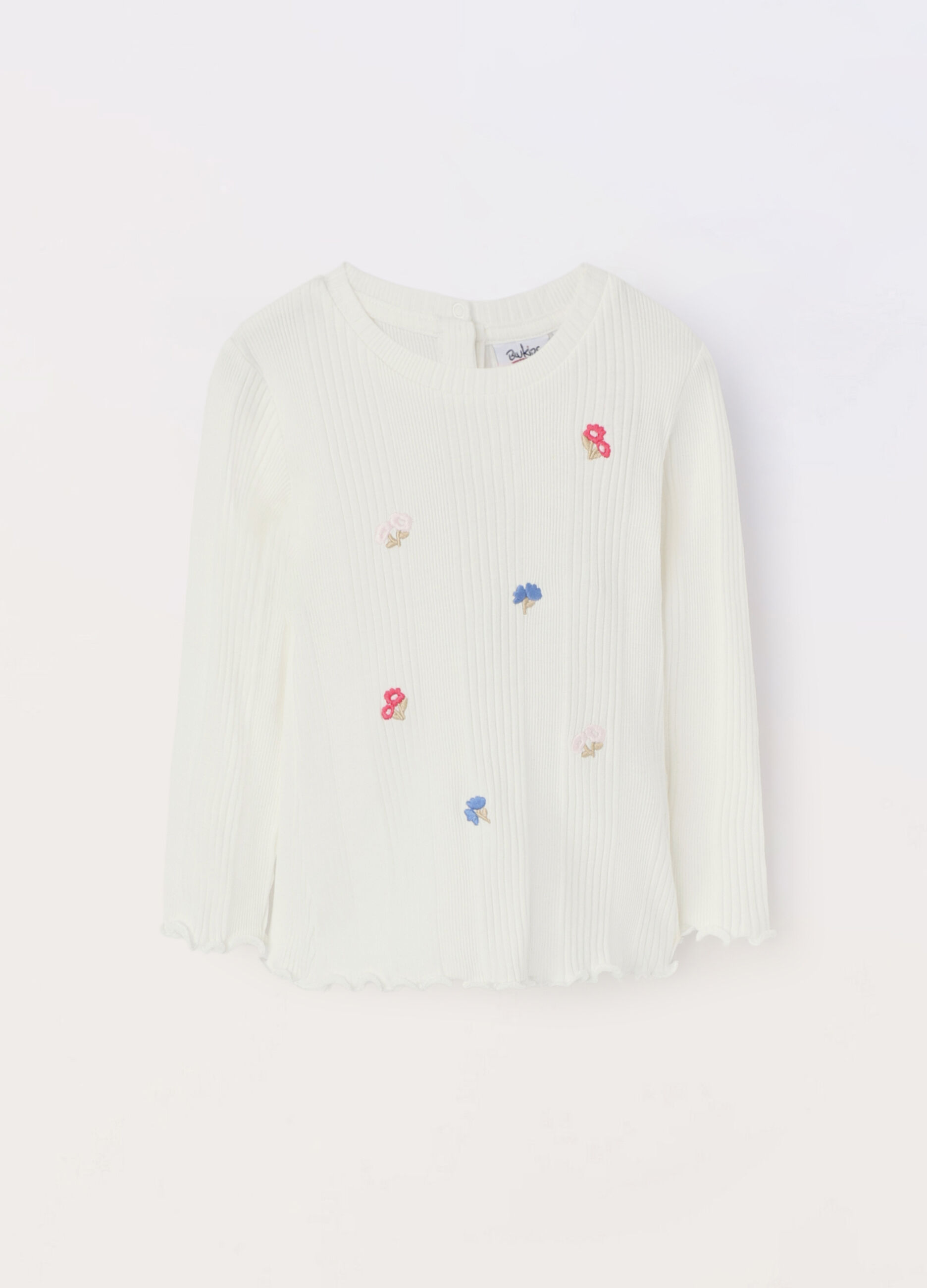 T-shirt in costina di puro cotone neonata_0