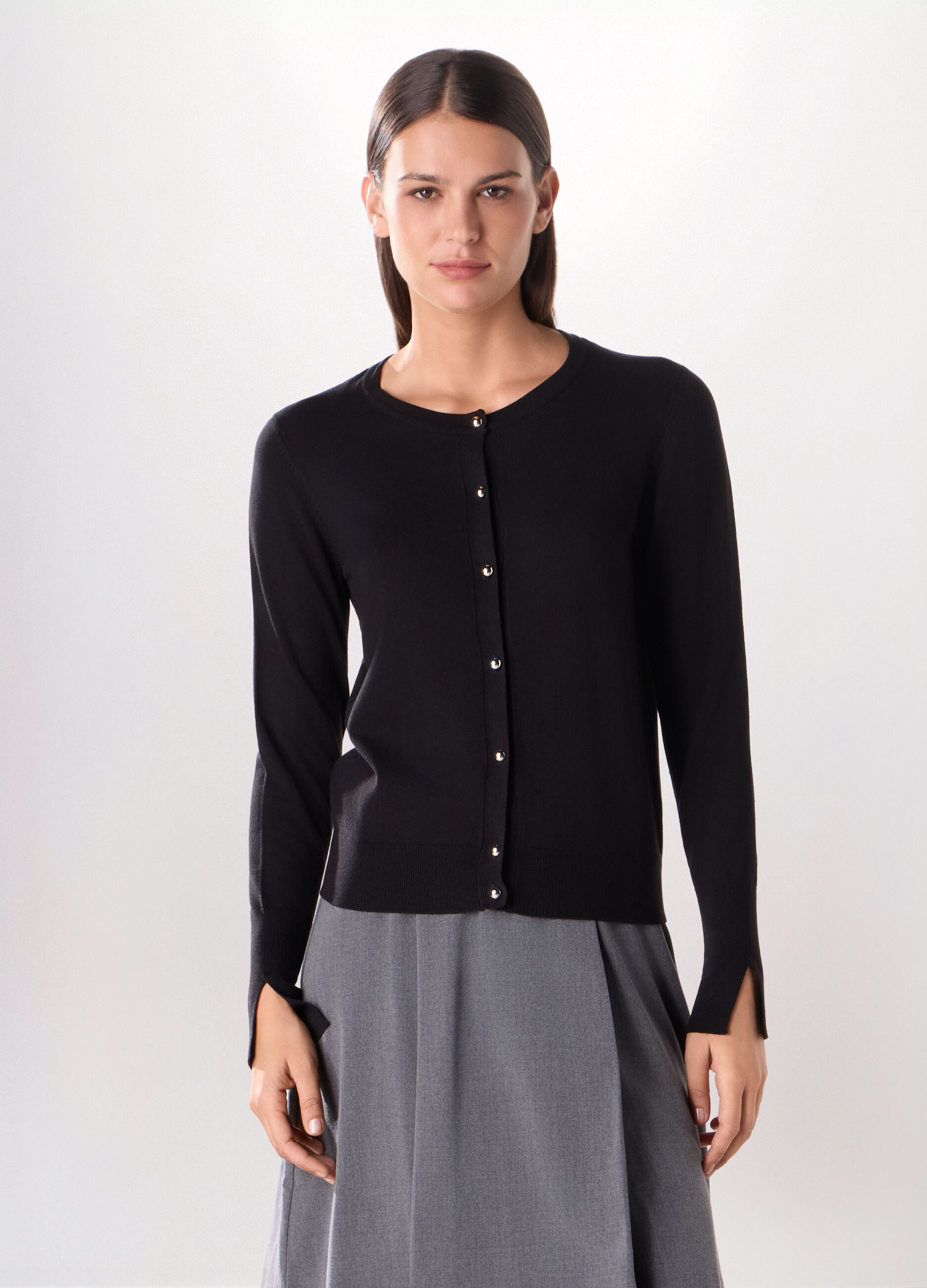 Cardigan tricot in viscosa stretch donna_0
