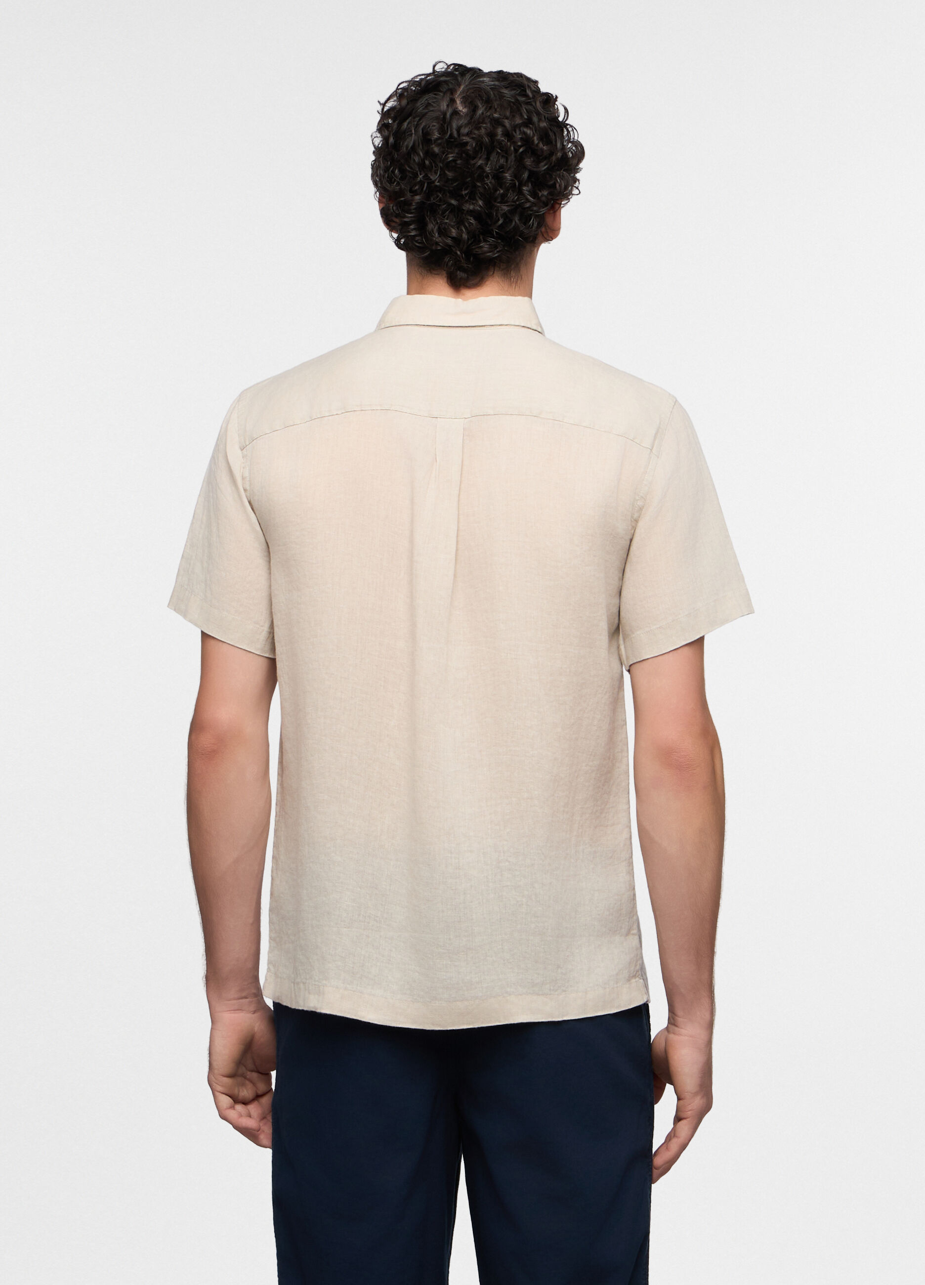 Camicia a maniche corte in lino uomo_1