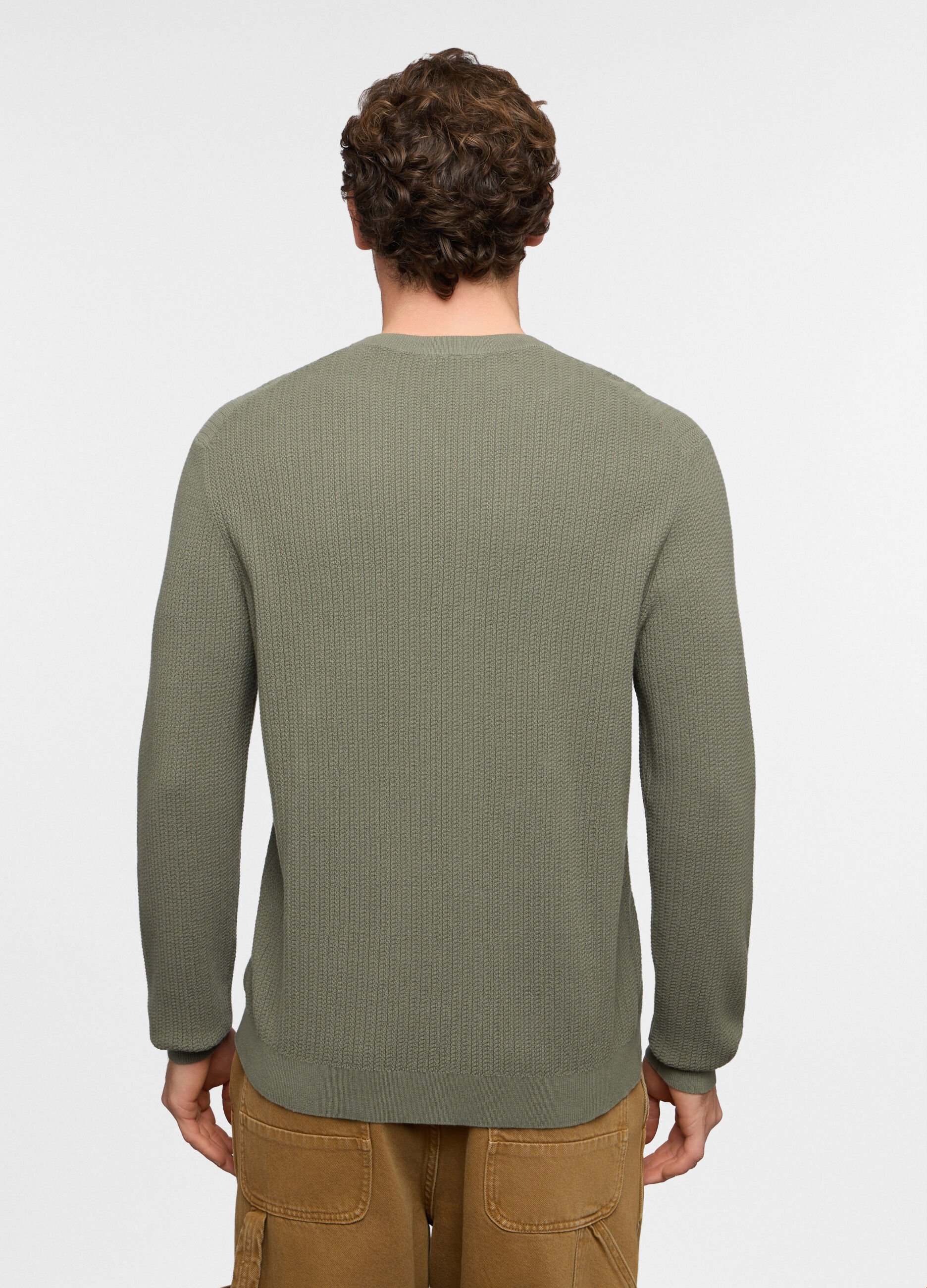 Maglione girocollo in cotone a coste uomo_1