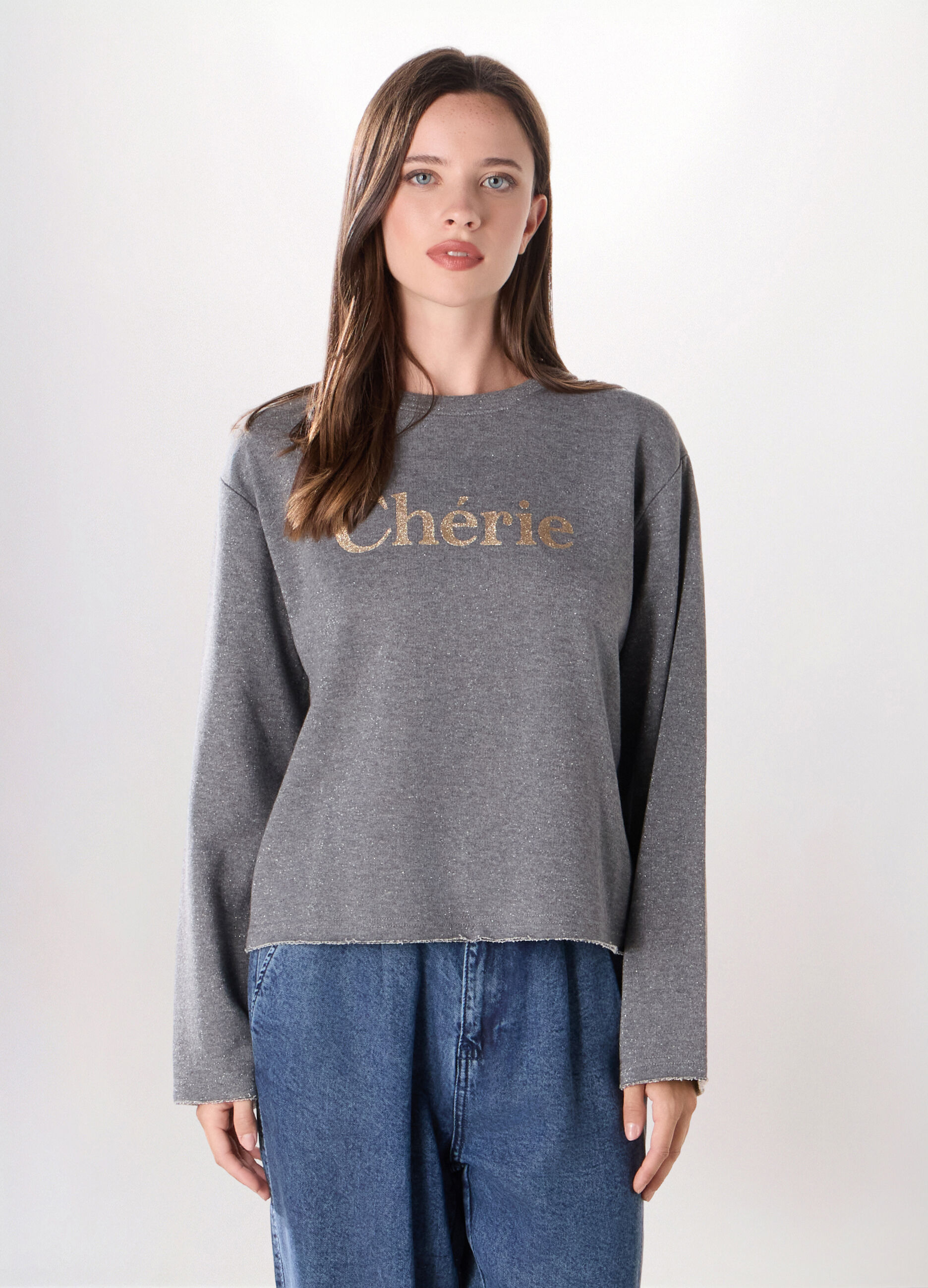 Felpa in french terry di misto cotone donna_0