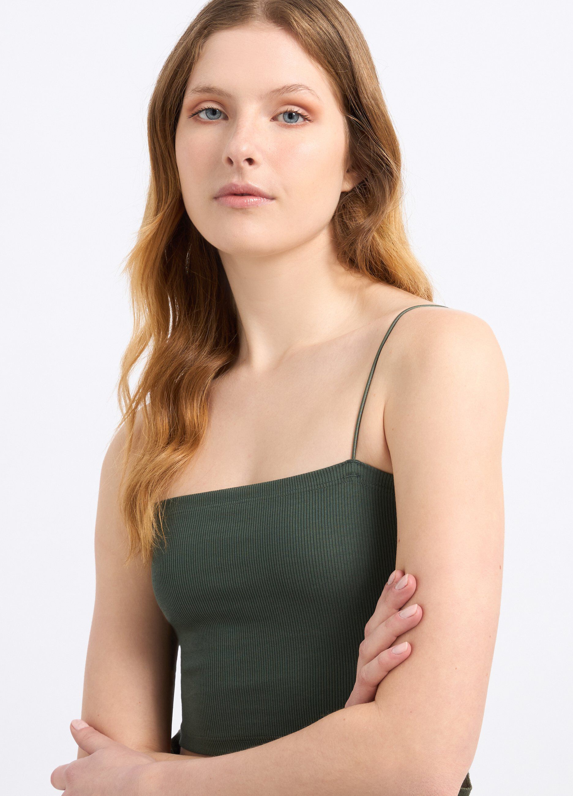 Top a fascia in costina di cotone stretch donna_2