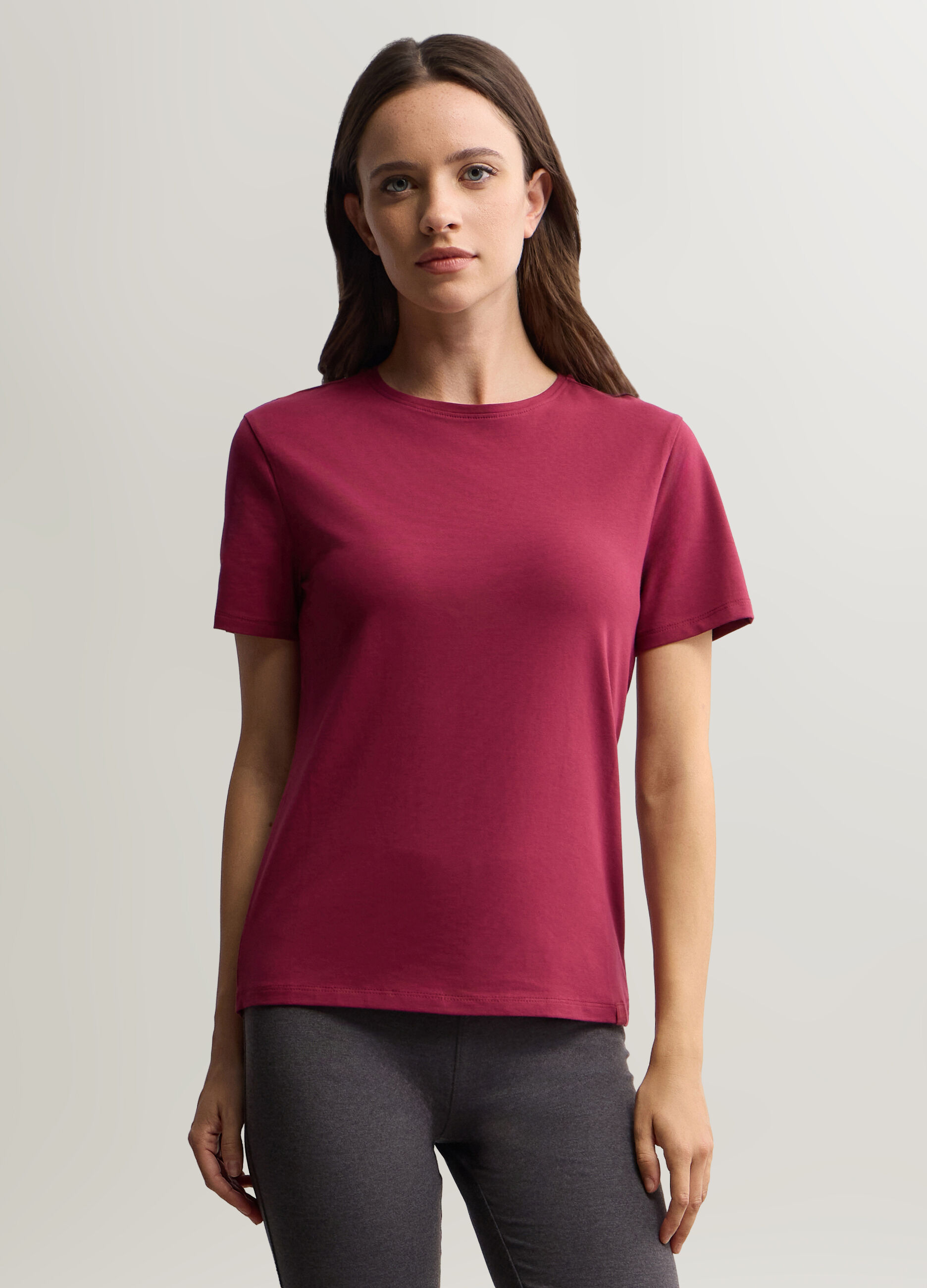 T-shirt girocollo stretch donna_0