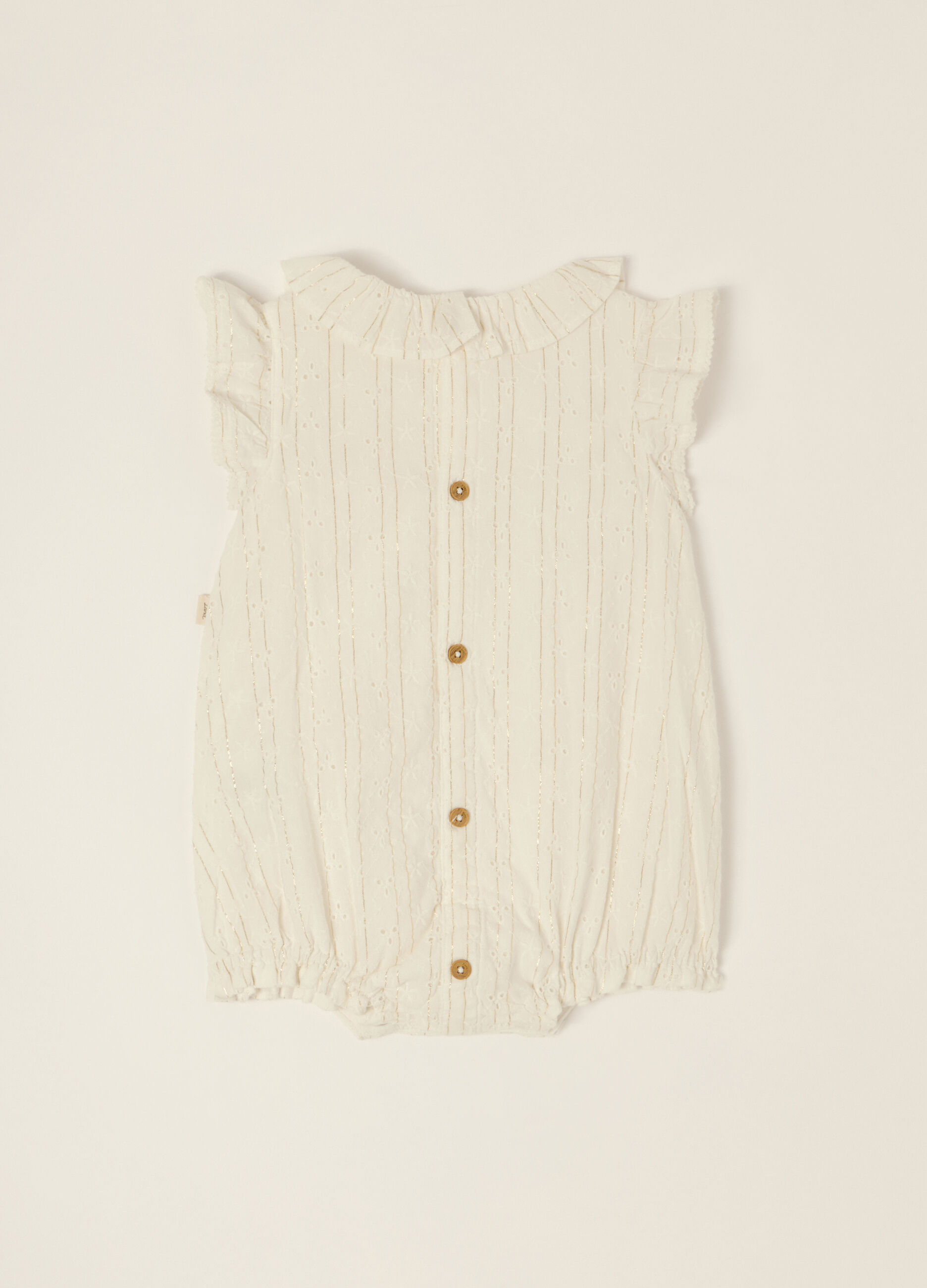 Tutina bianca in misto cotone con colletto classico_1