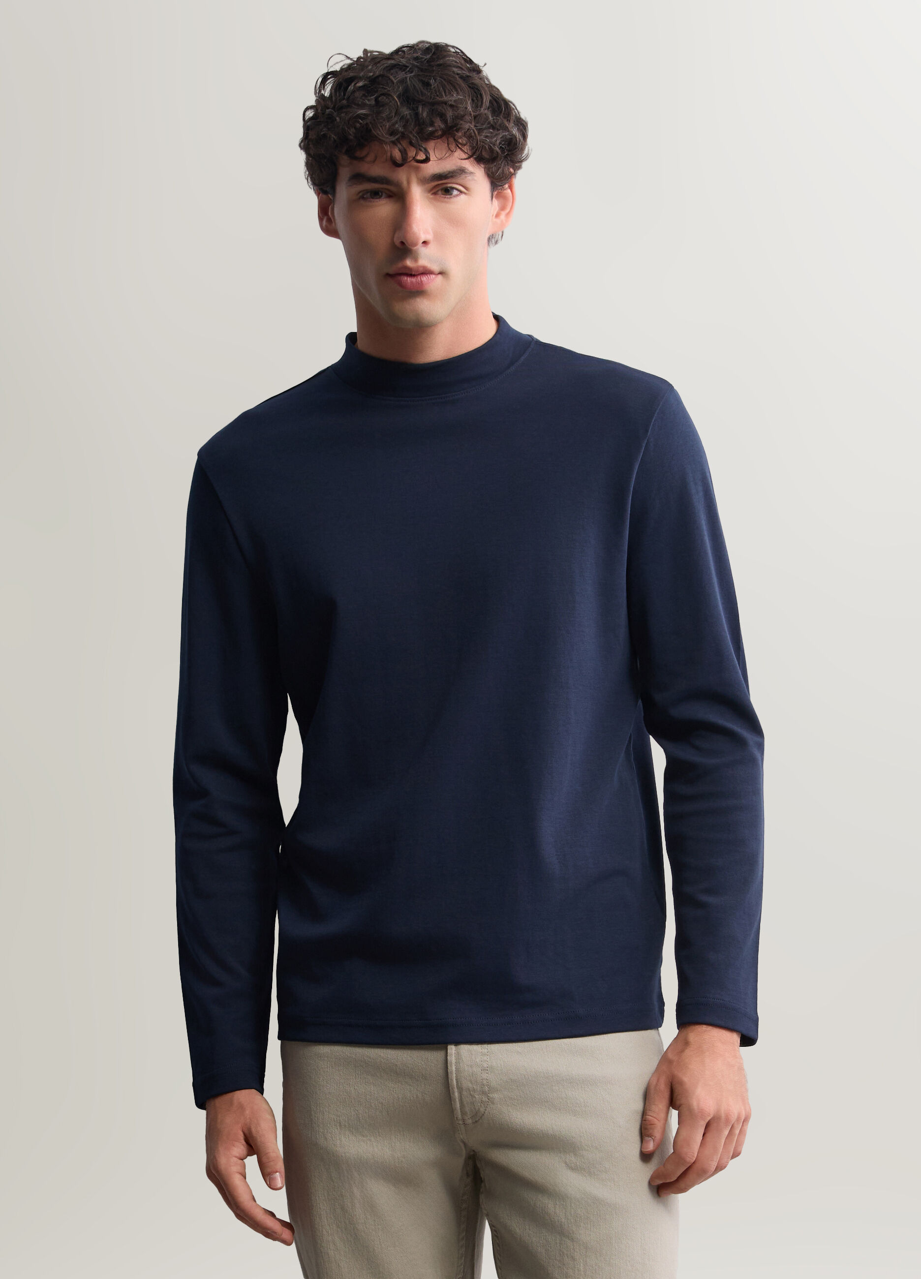 Maglia lupetto in interlock di cotone uomo_0