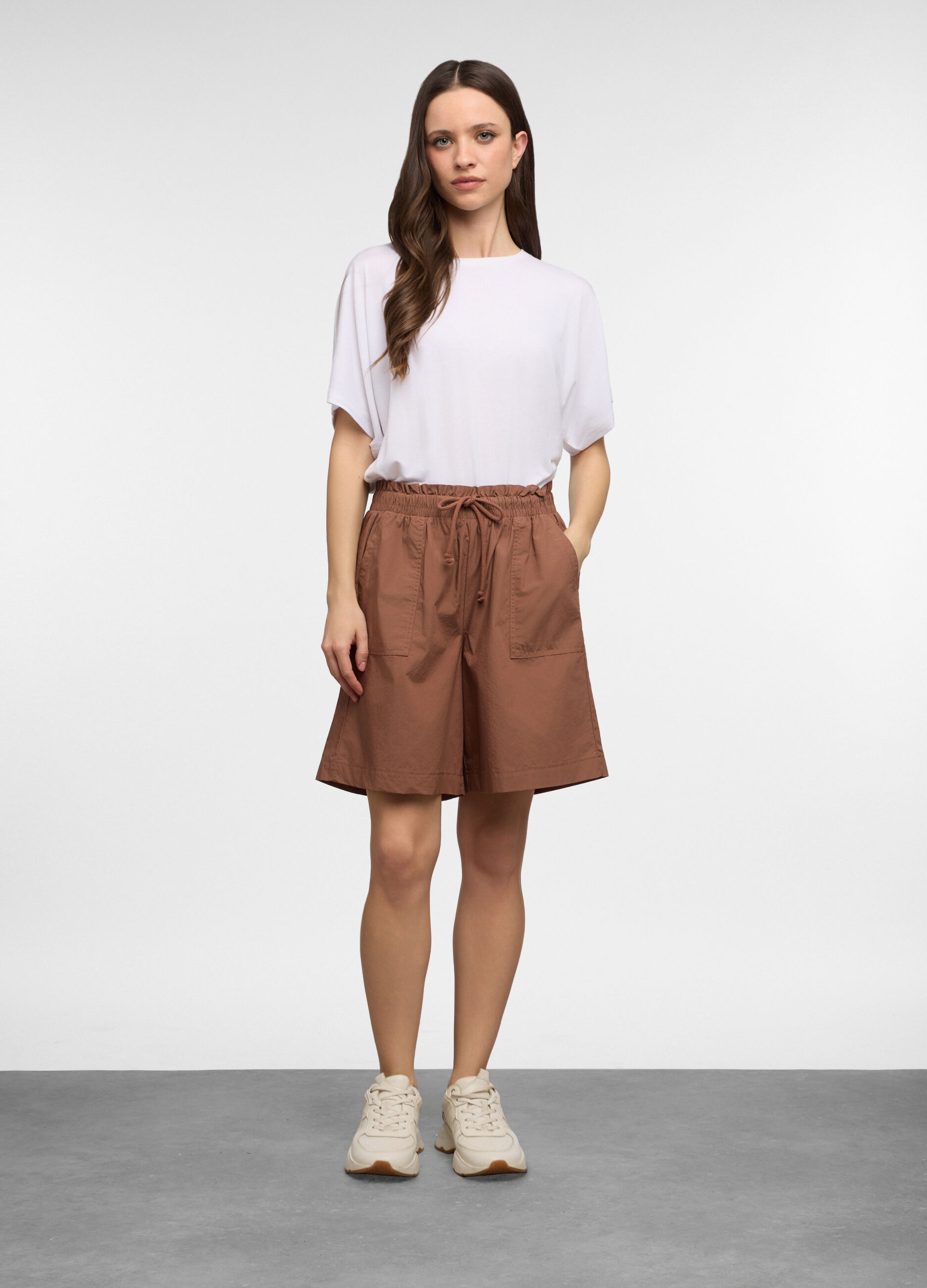 Bermuda regular fit in popeline di puro cotone donna_0