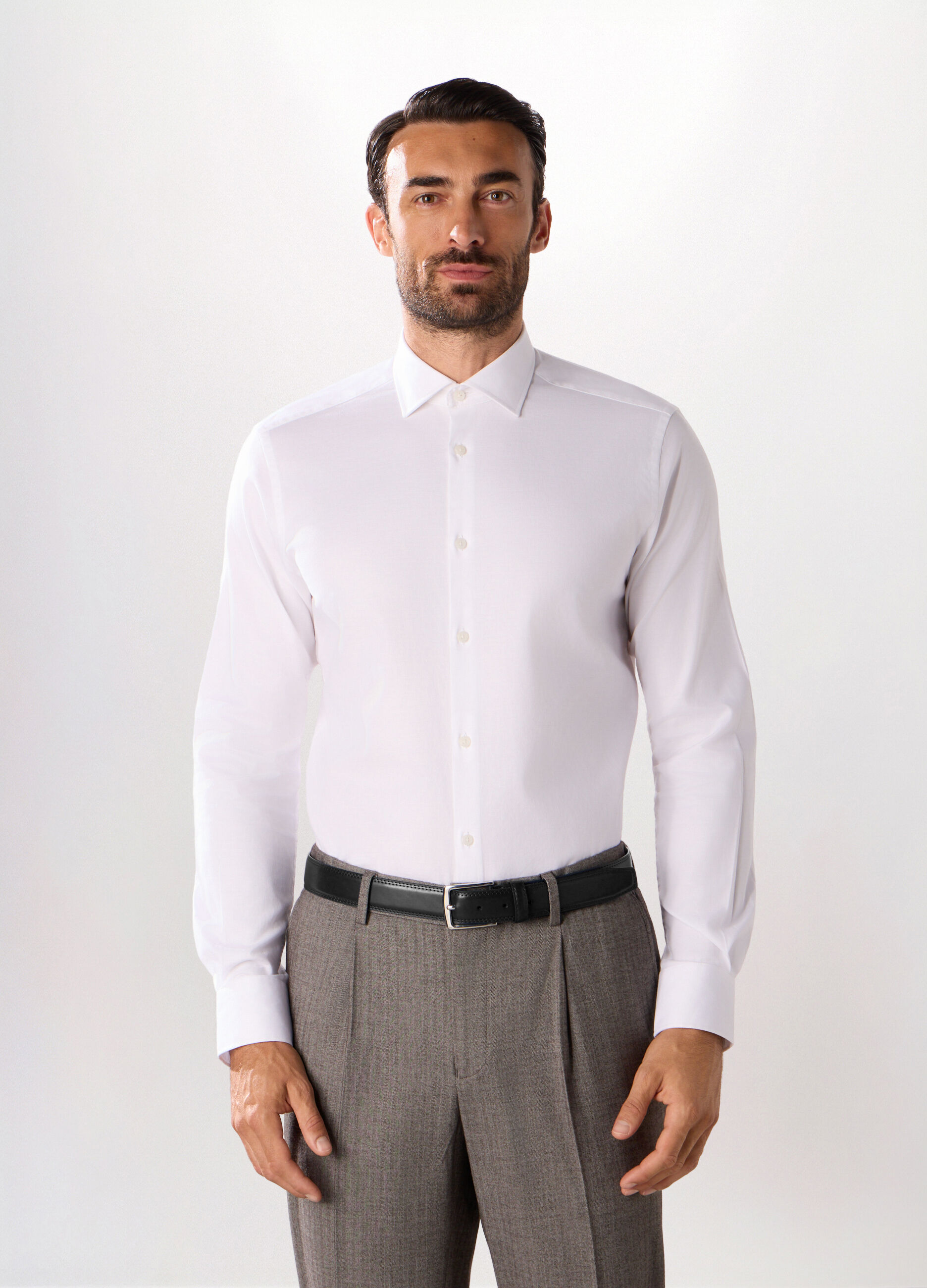 Camicia slim fit in cotone stretch uomo_0