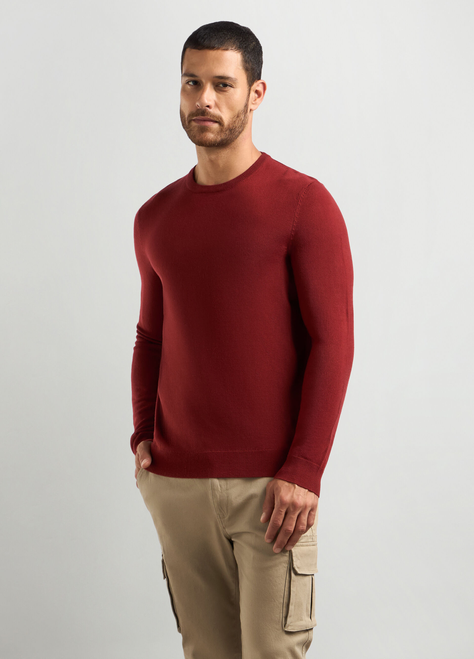 Maglione girocollo maglia rasata uomo_0