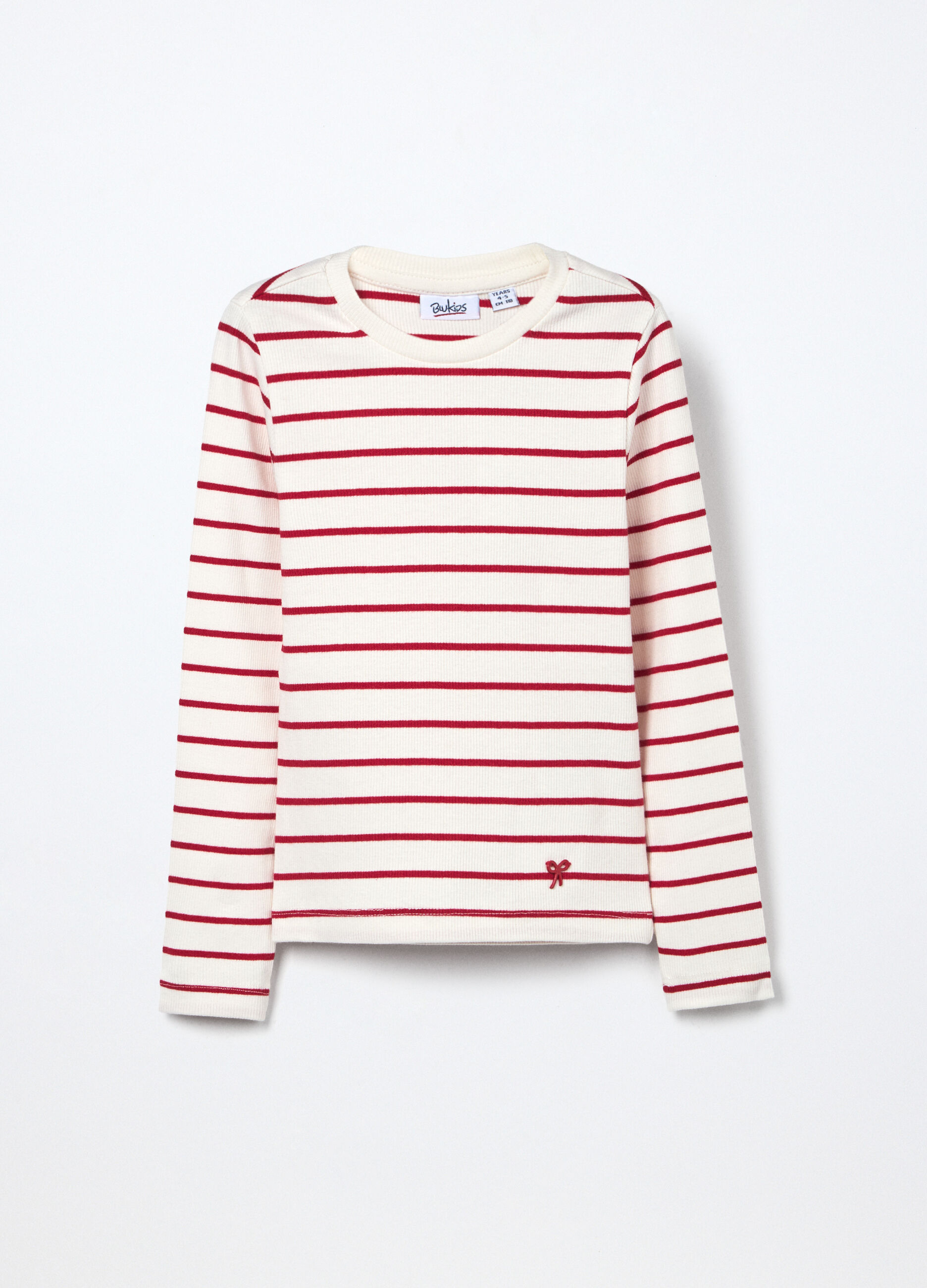 T-shirt in costina di cotone stretch bambina_0