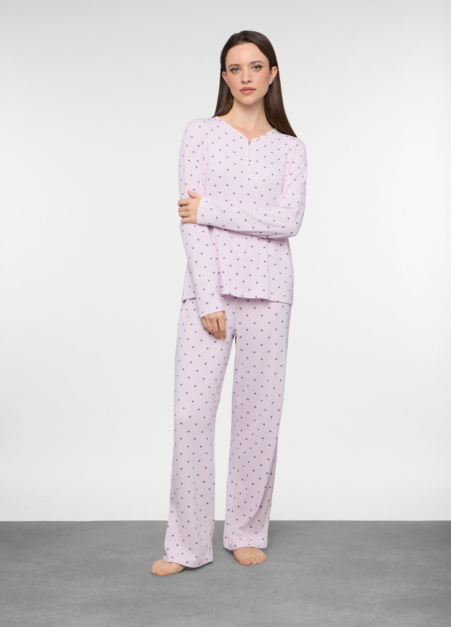 Set pigiama lungo in tessuto stretch donna_0