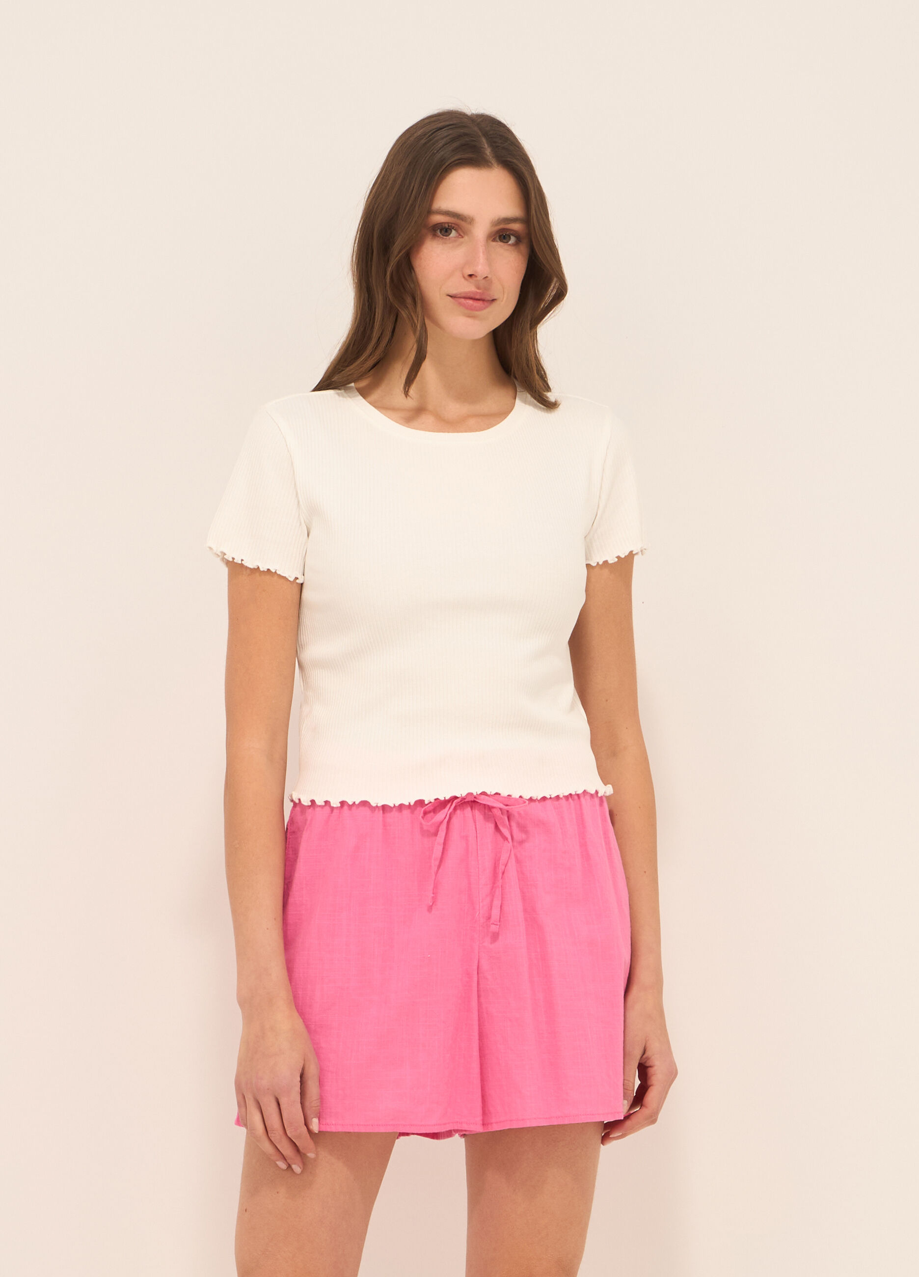 T-shirt in jersey di cotone stretch donna_0