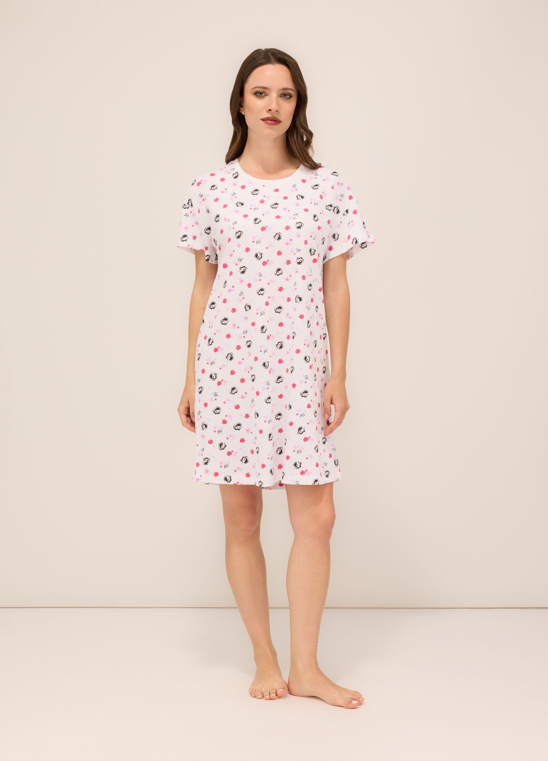 Maxi t-shirt da notte in puro cotone donna_0