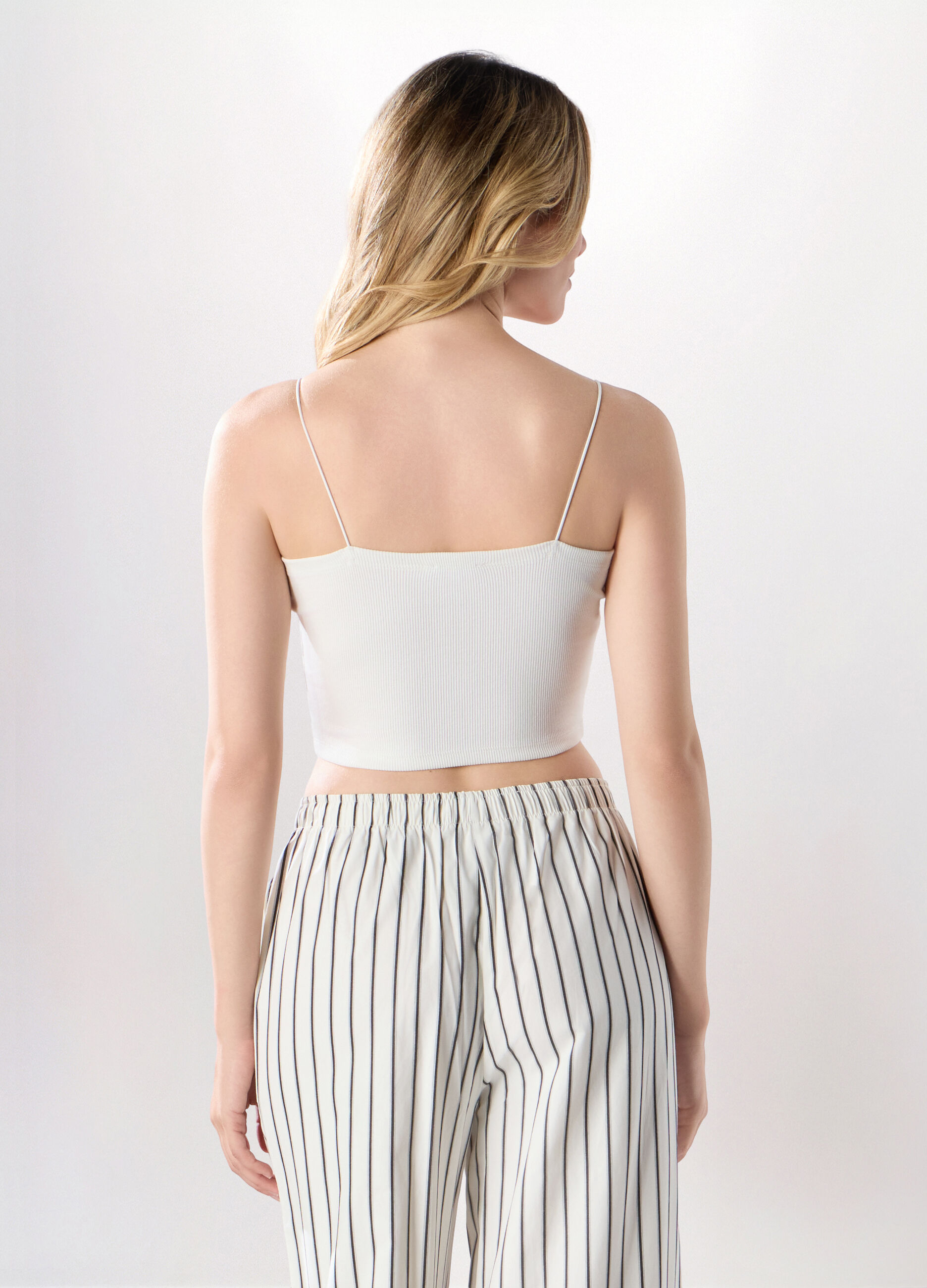 Top a fascia in costina di cotone stretch donna_1