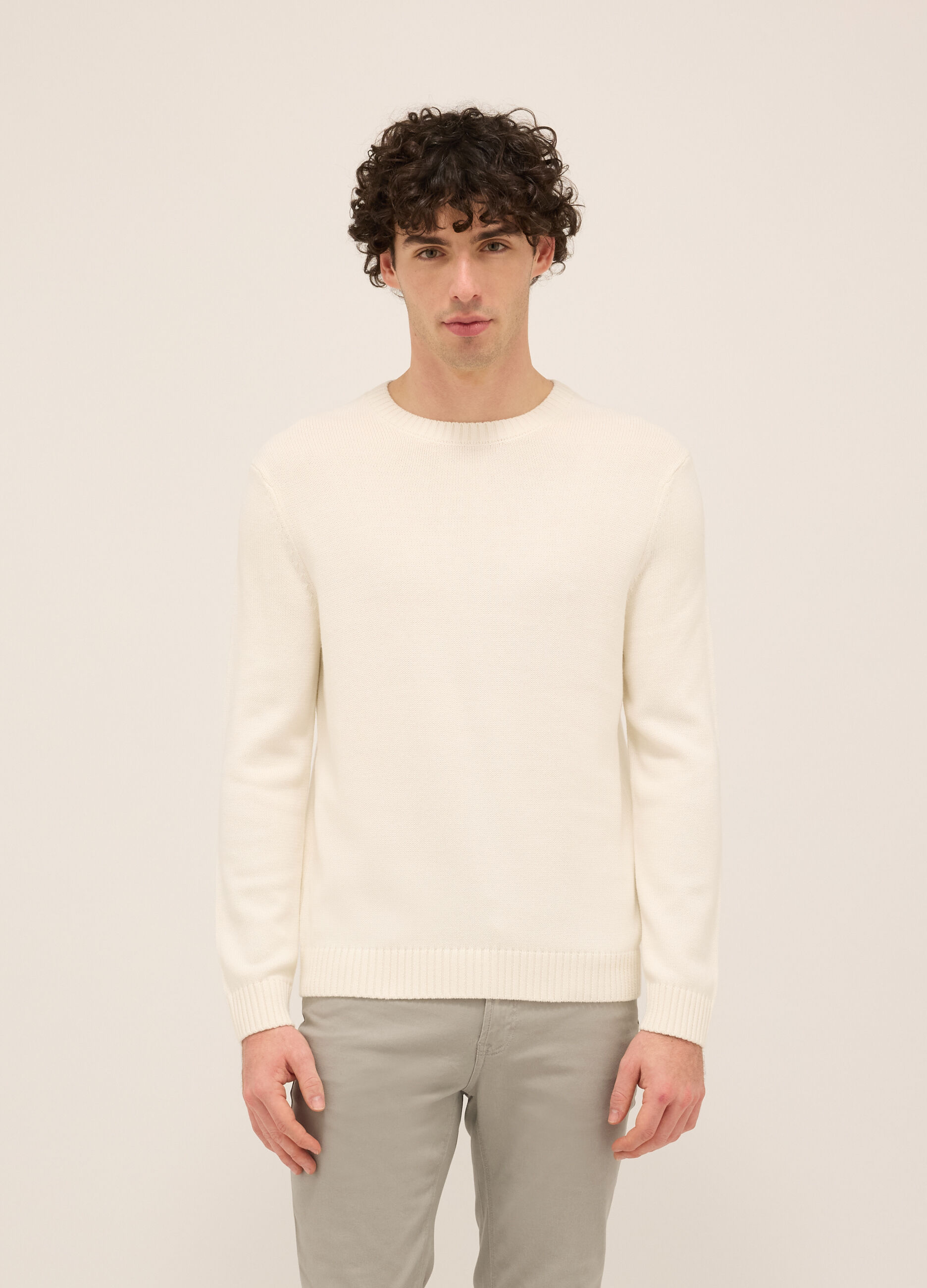 Maglione girocollo in misto cotone uomo_0