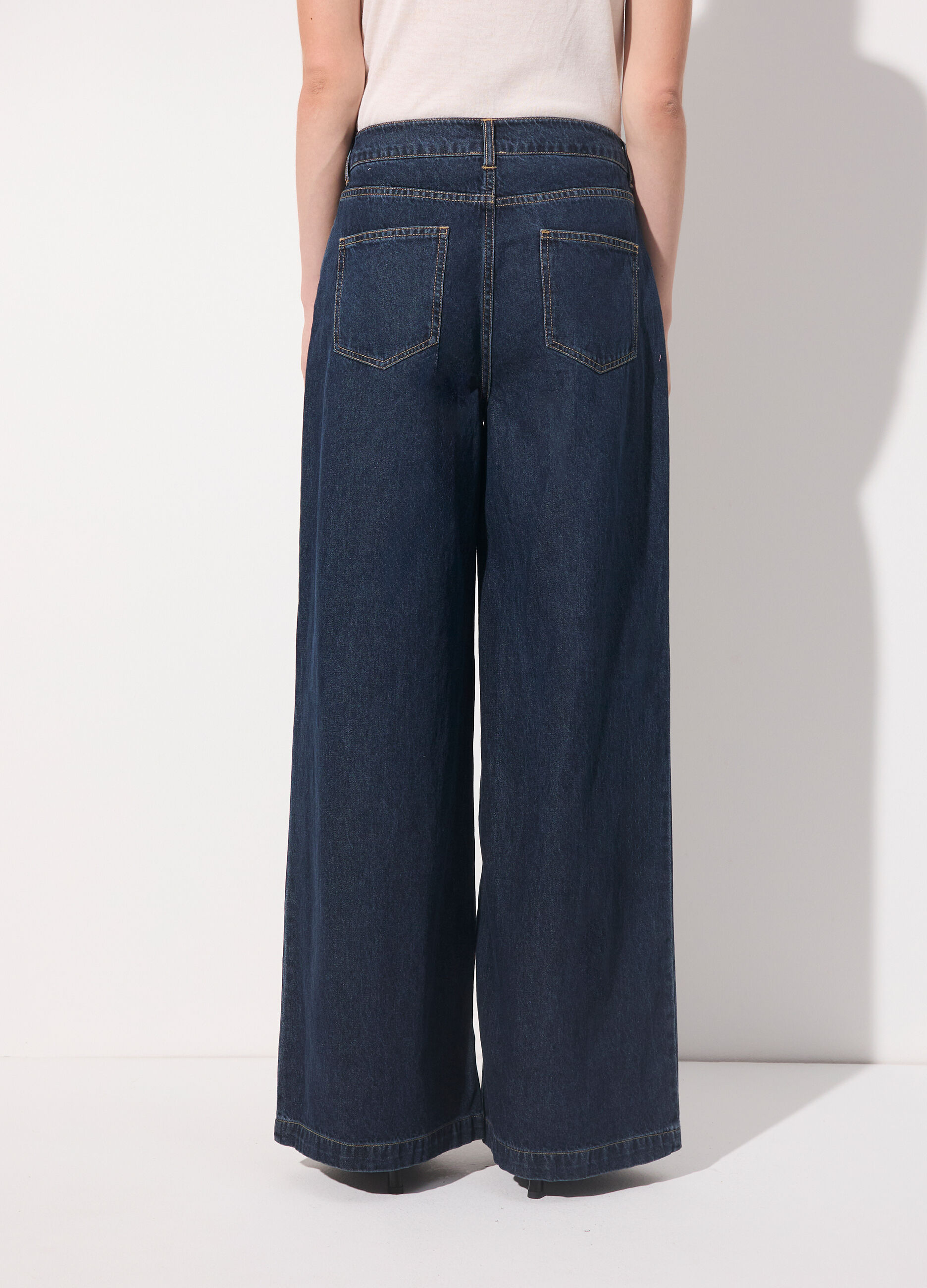 Denim wide leg in puro cotone donna_2