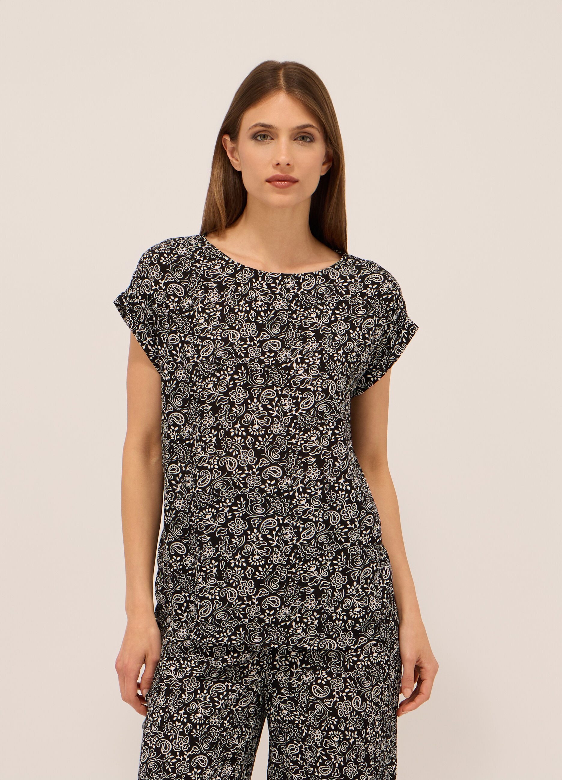 Blusa in pura viscosa con stampa donna_0