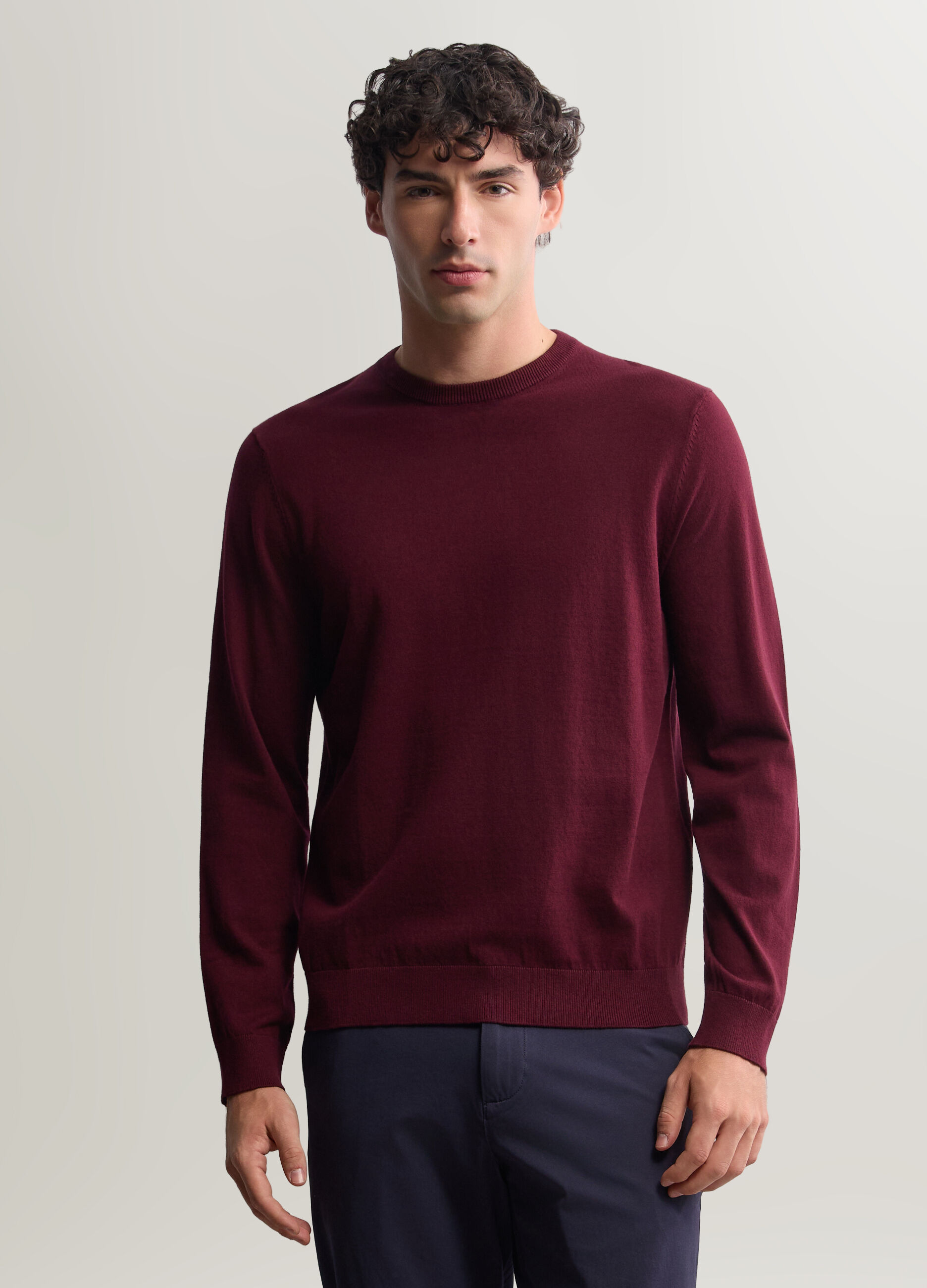 Maglione girocollo in misto cotone uomo_0