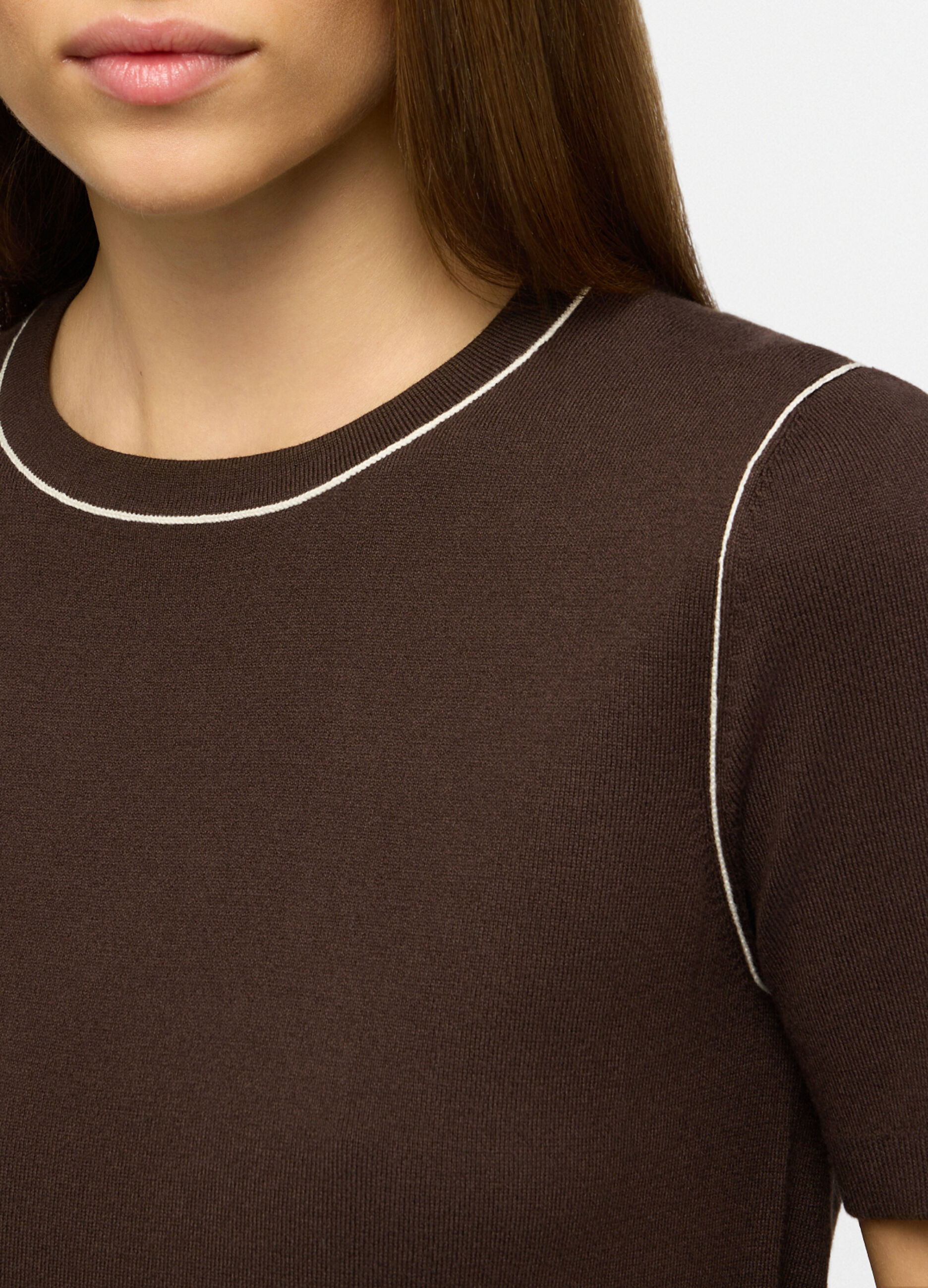 T-shirt girocollo in maglia rasata donna_2