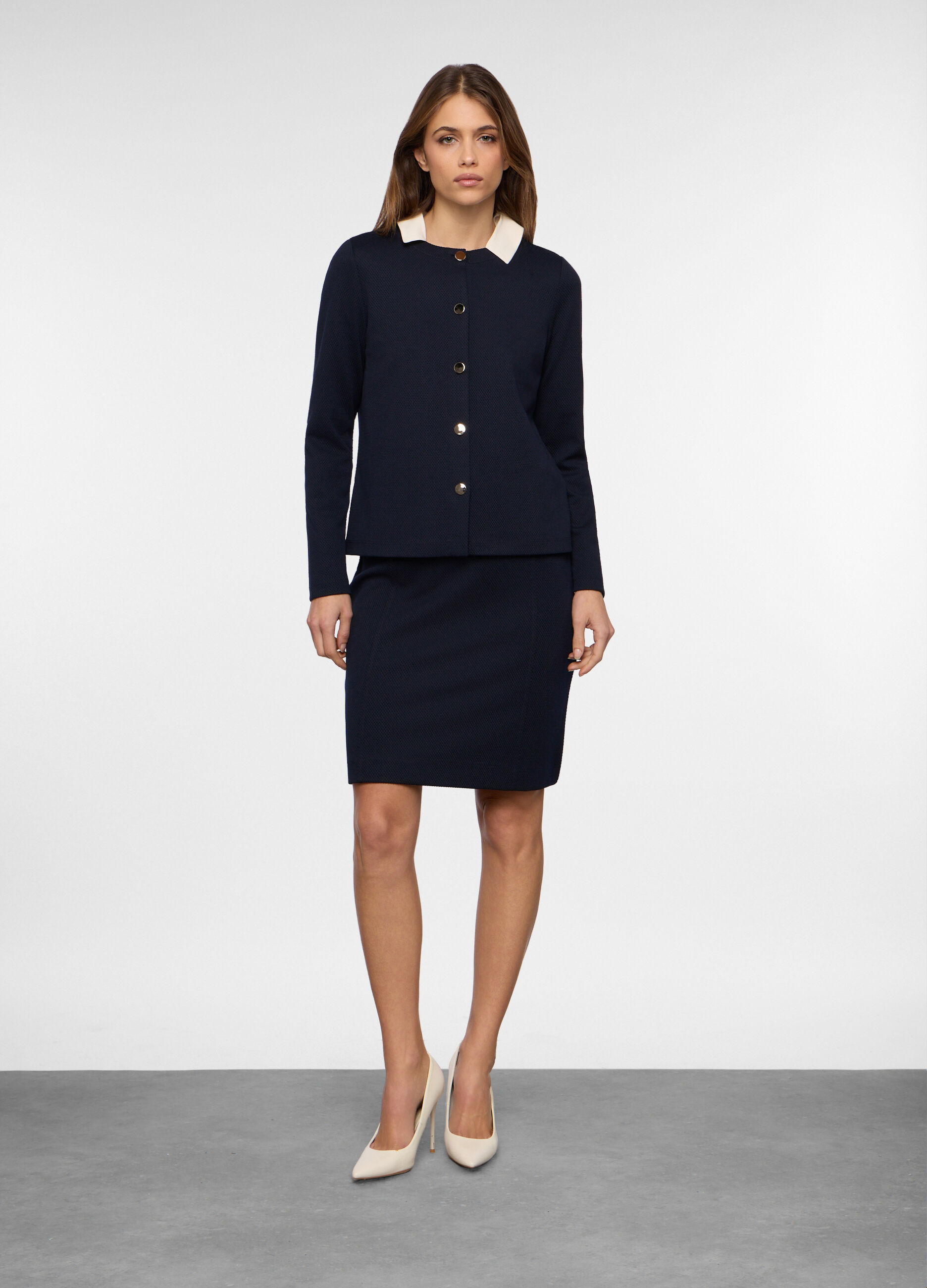 Giacca in maglia stretch donna_0