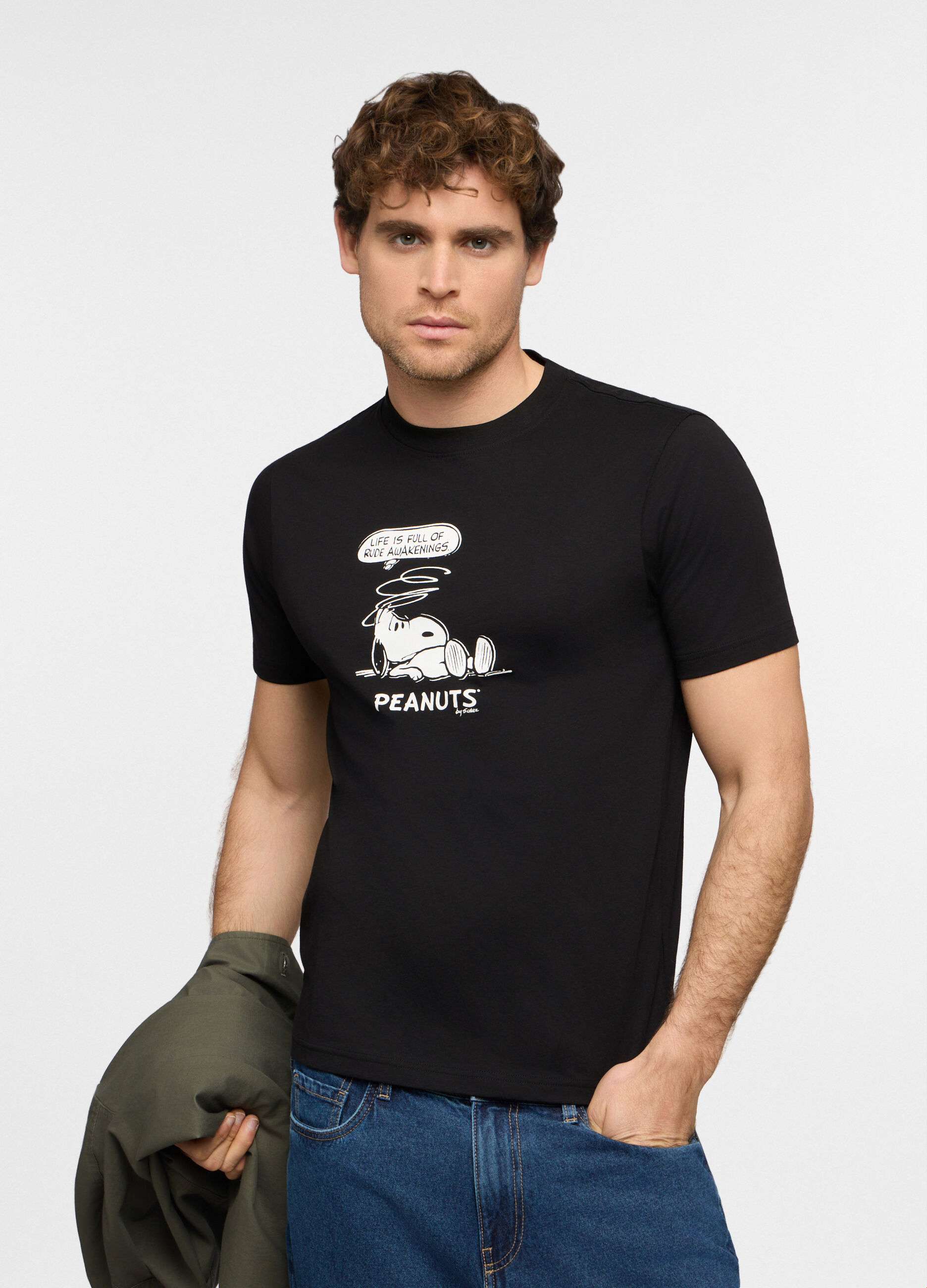T-shirt girocollo con stampa Peanuts uomo_0