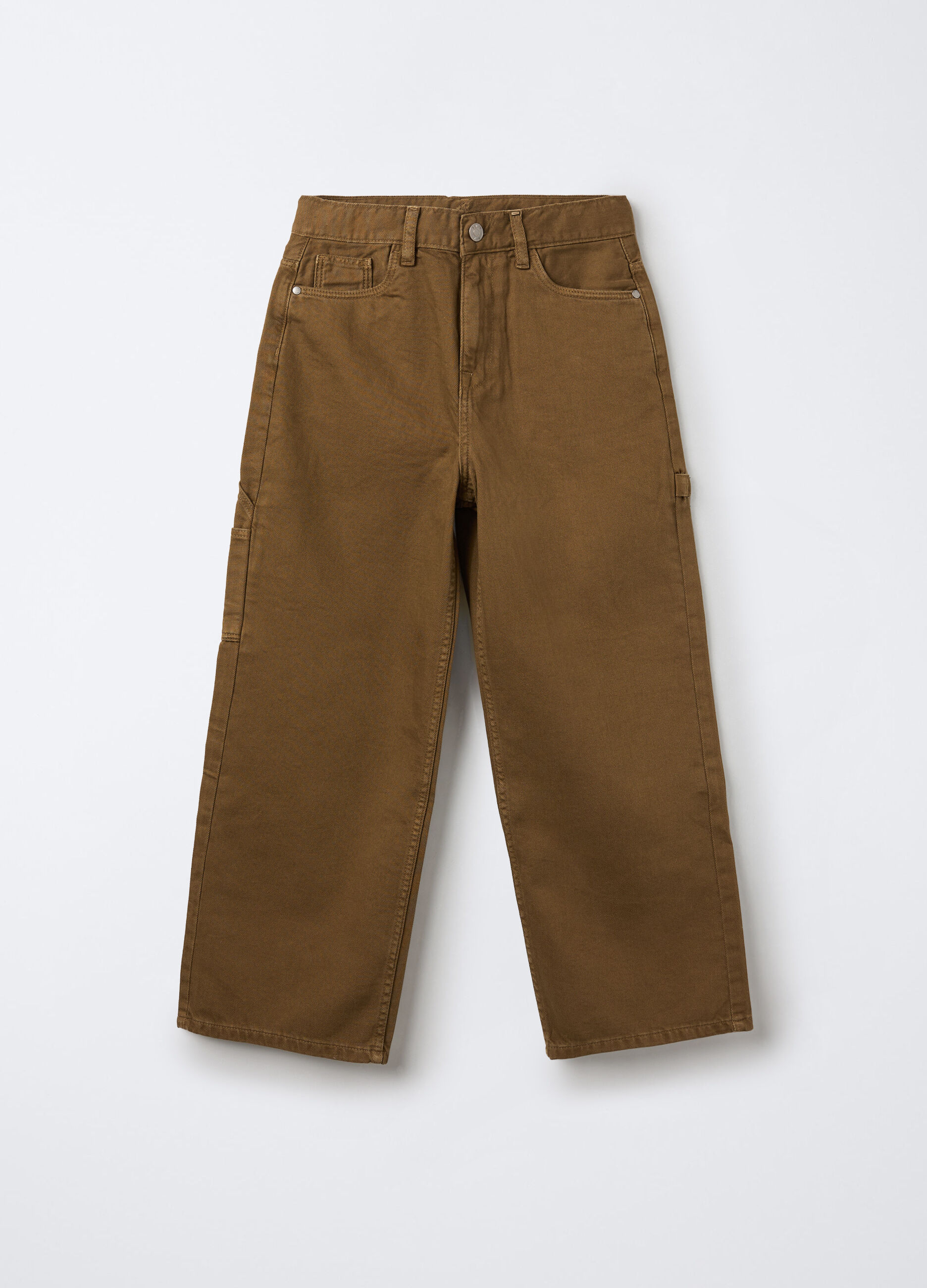 Pantaloni in twill di puro cotone Baggy Fit ragazza_0