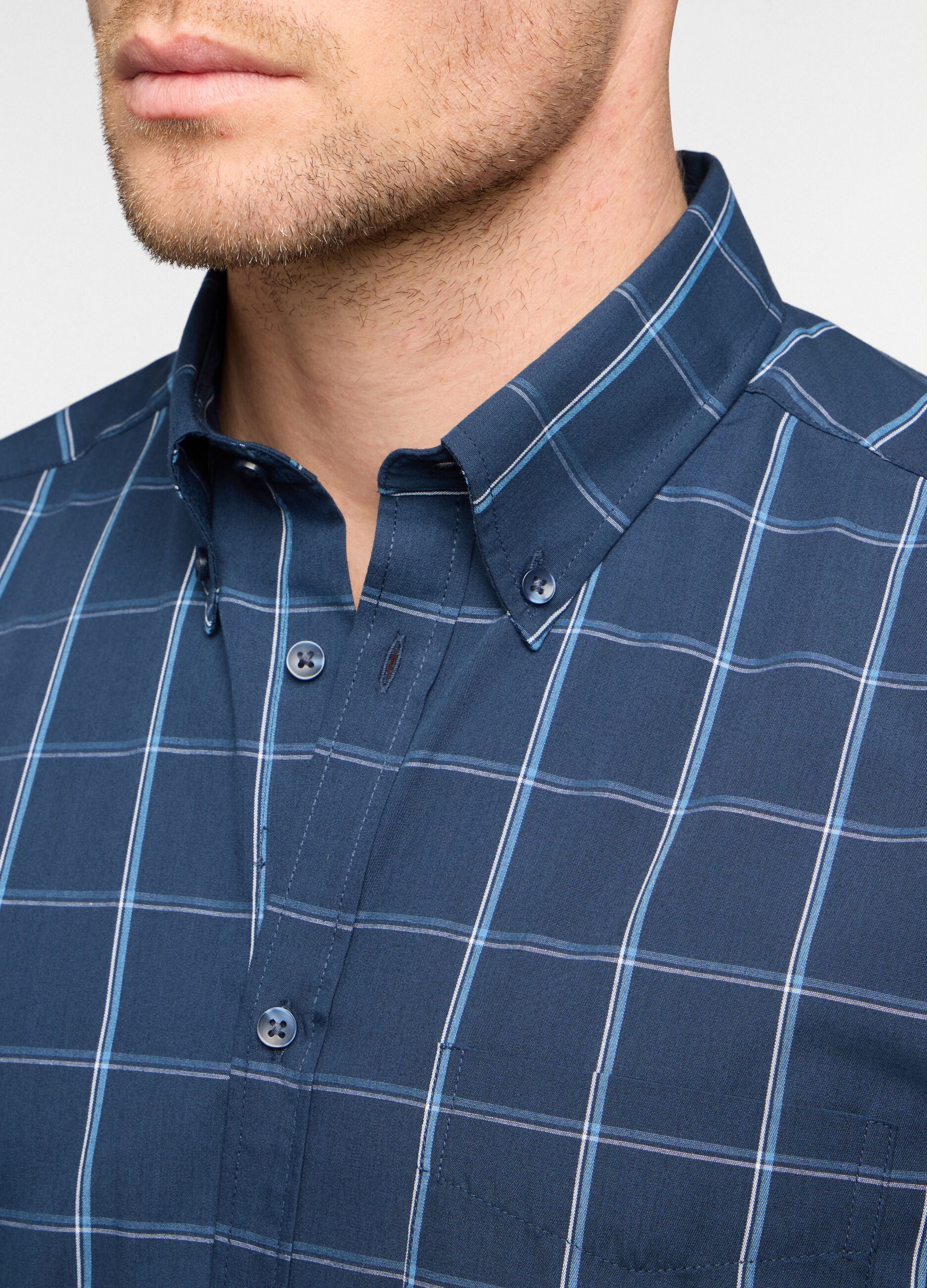 Camicia regular fit in misto cotone a quadri uomo_2