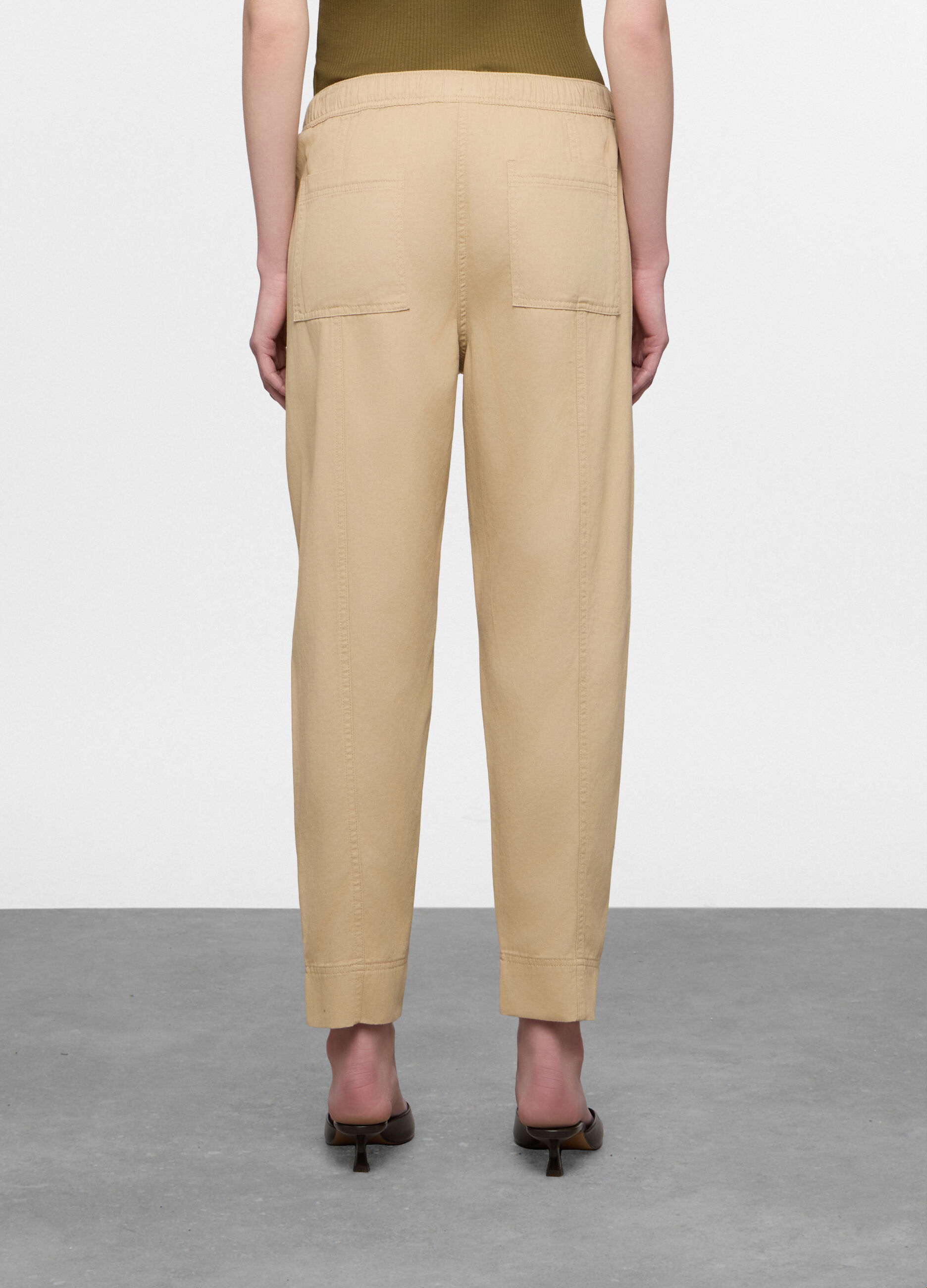 Pantaloni regular fit in twill di puro cotone donna_1