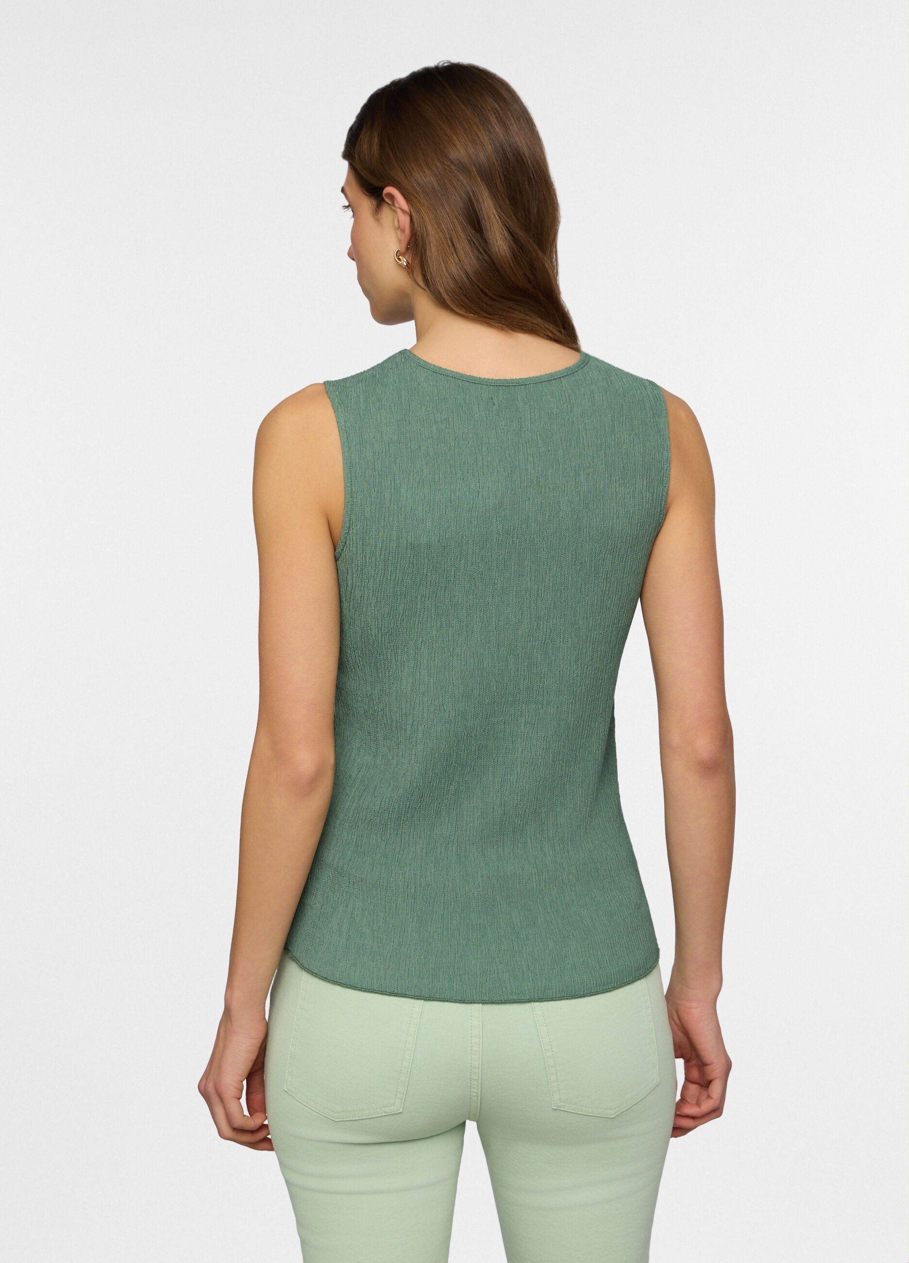 Canotta girocollo slim fit crinkle stretch donna_1