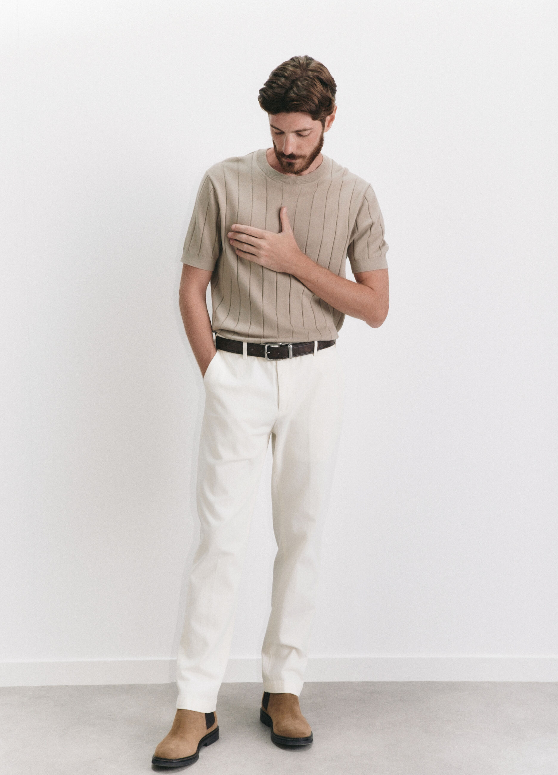 T-shirt in maglia a costa piatta uomo_1