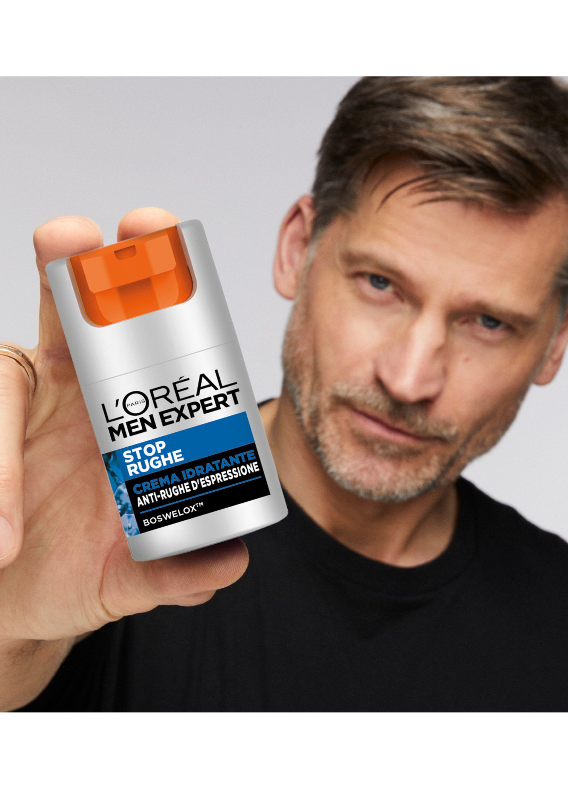 L'Oréal Paris Men Expert Stop Rughe, Crema Idratante Anti-Rughe d'Espressione, Con Boswelox, 50 ml.