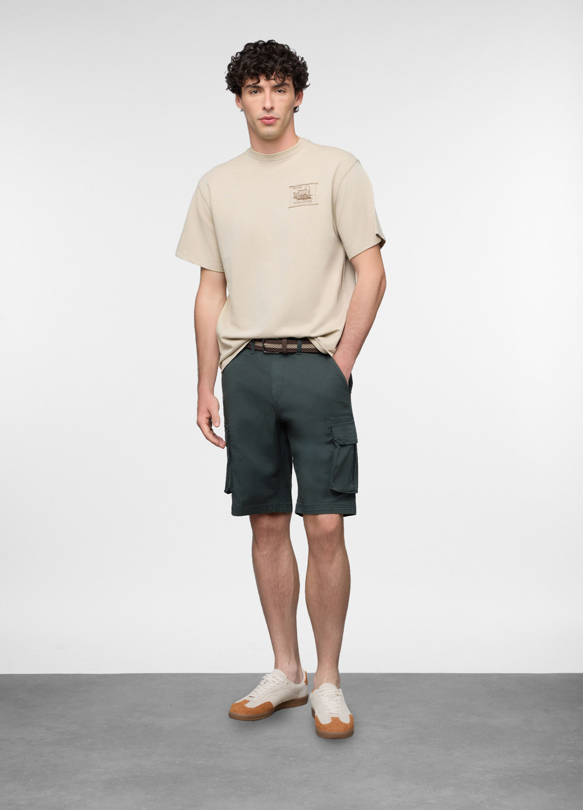 Bermuda cargo in cotone stretch uomo_0