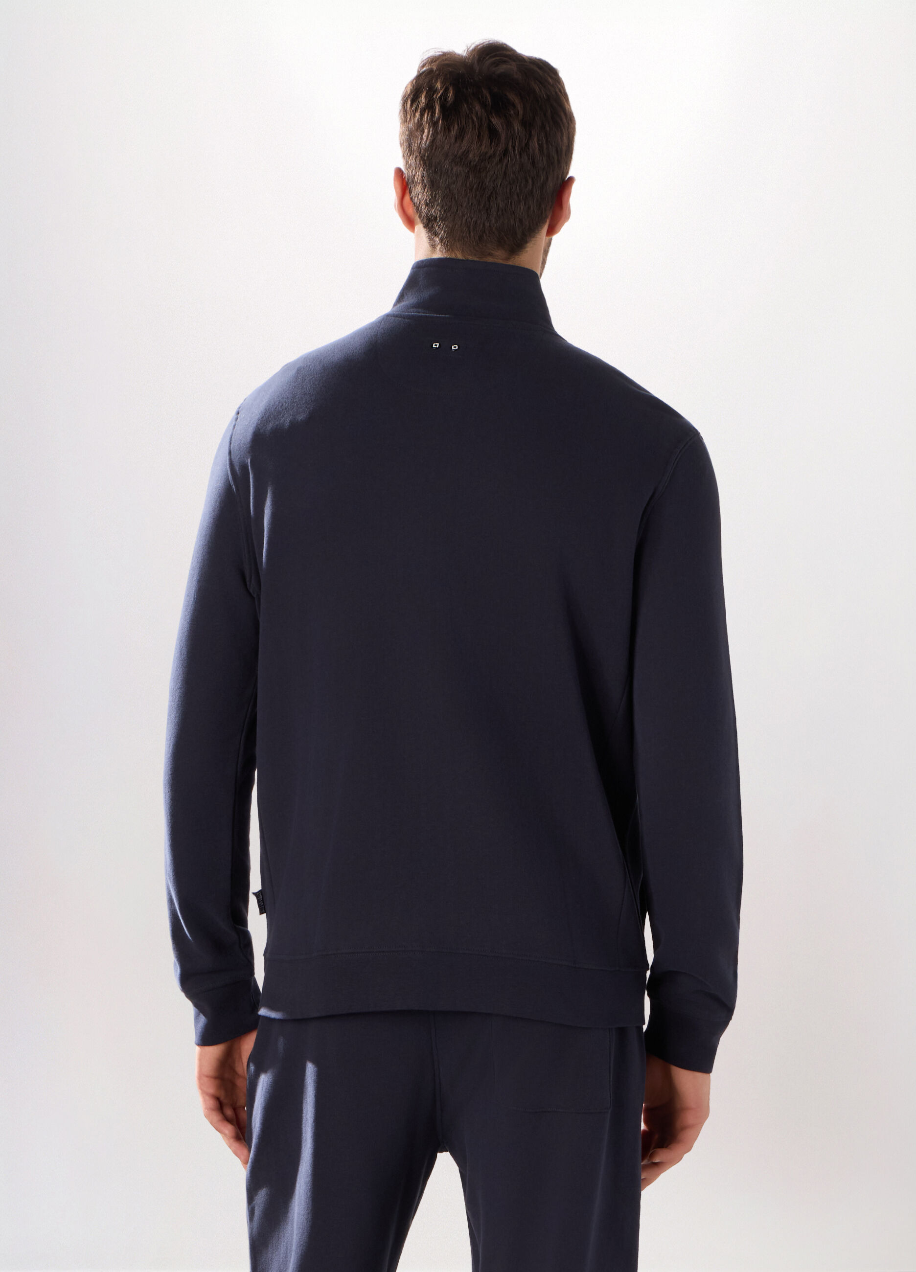 Felpa slim con zip in puro cotone uomo_1
