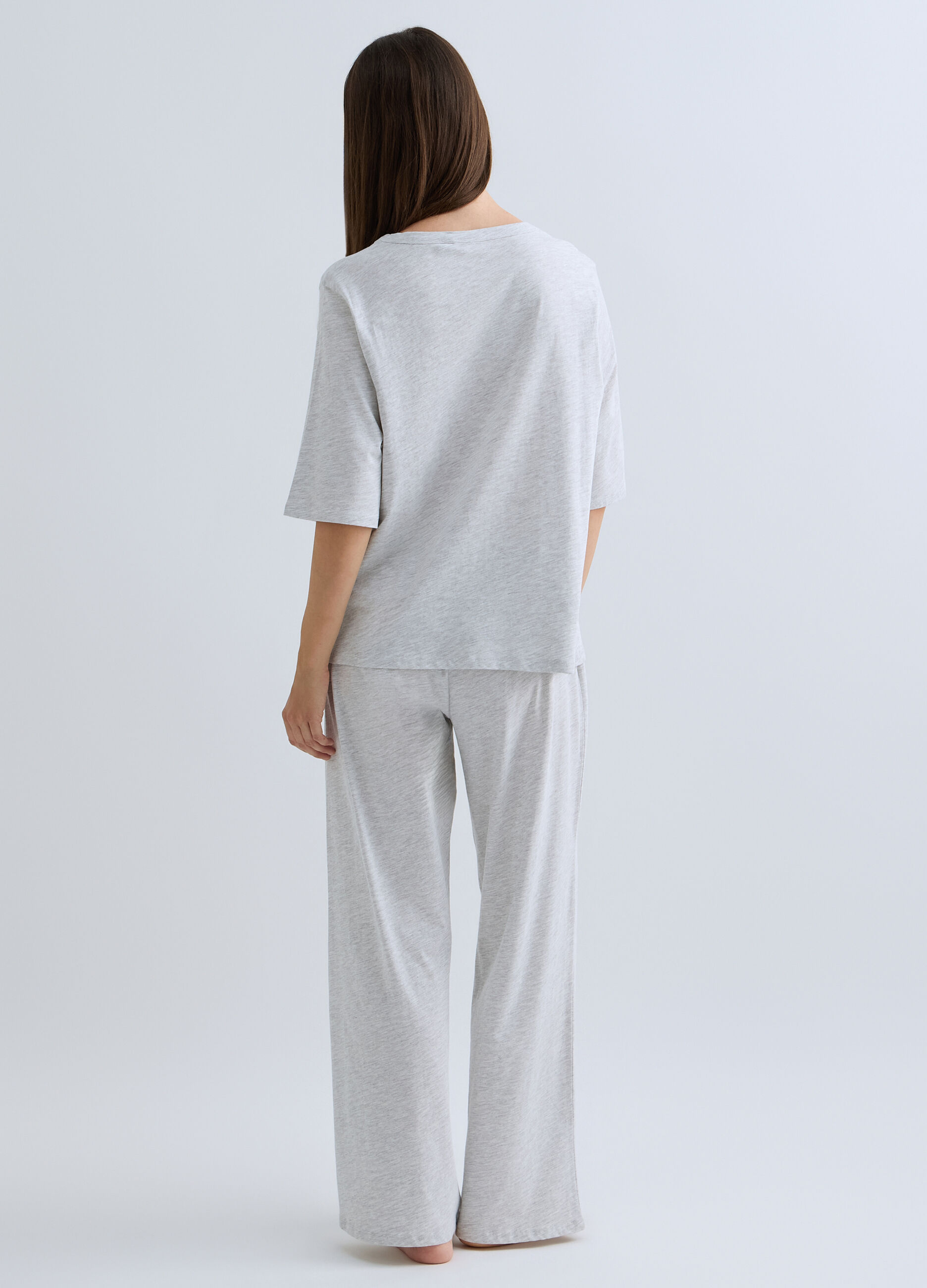 Pigiama lungo in cotone misto viscosa donna_1
