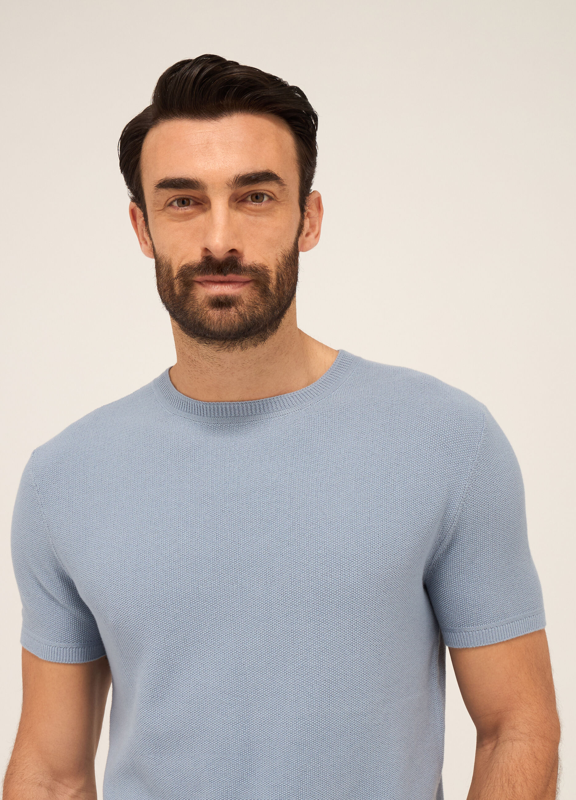 T-shirt a maglia piquet in puro cotone uomo_2