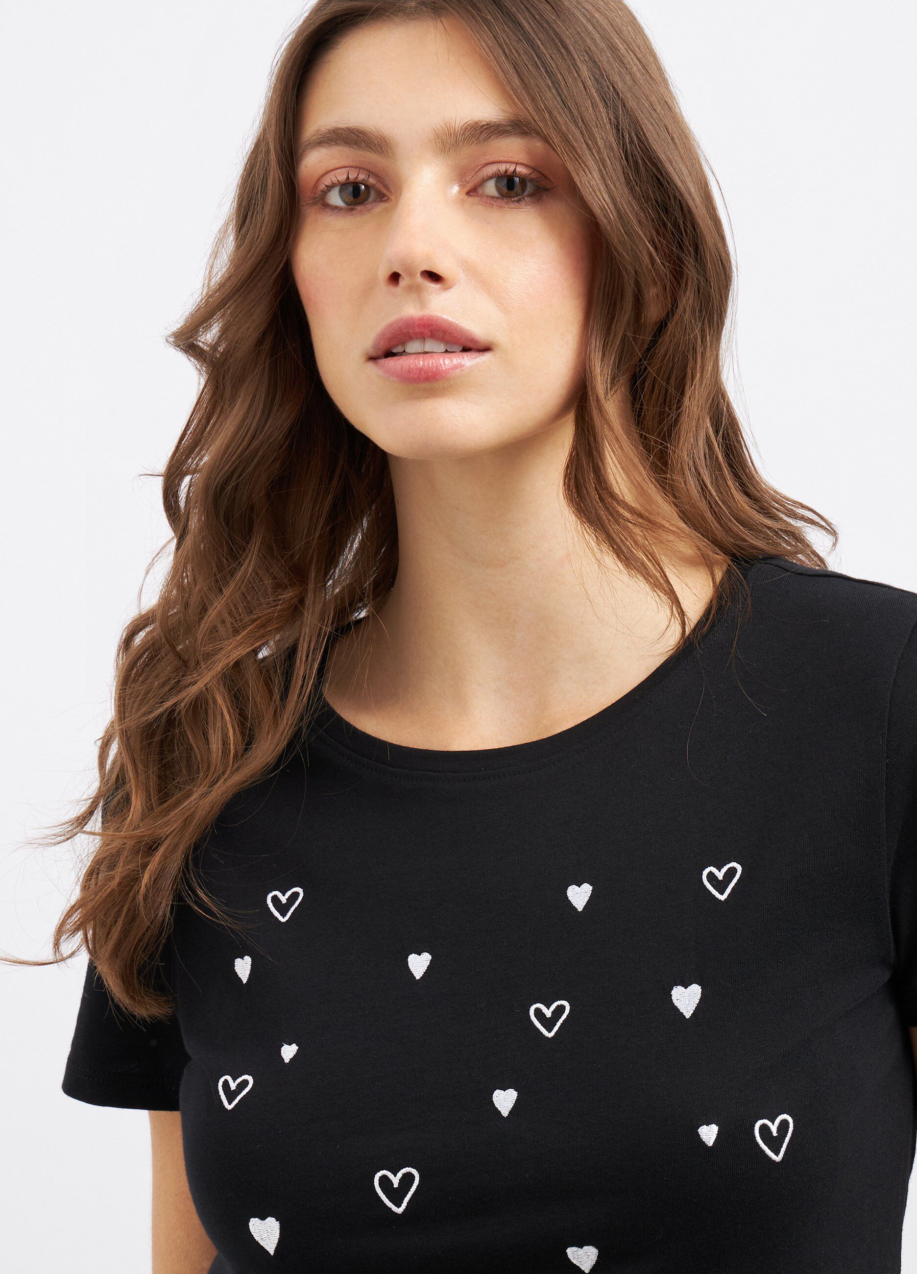 T-shirt in puro cotone con ricamo donna_2
