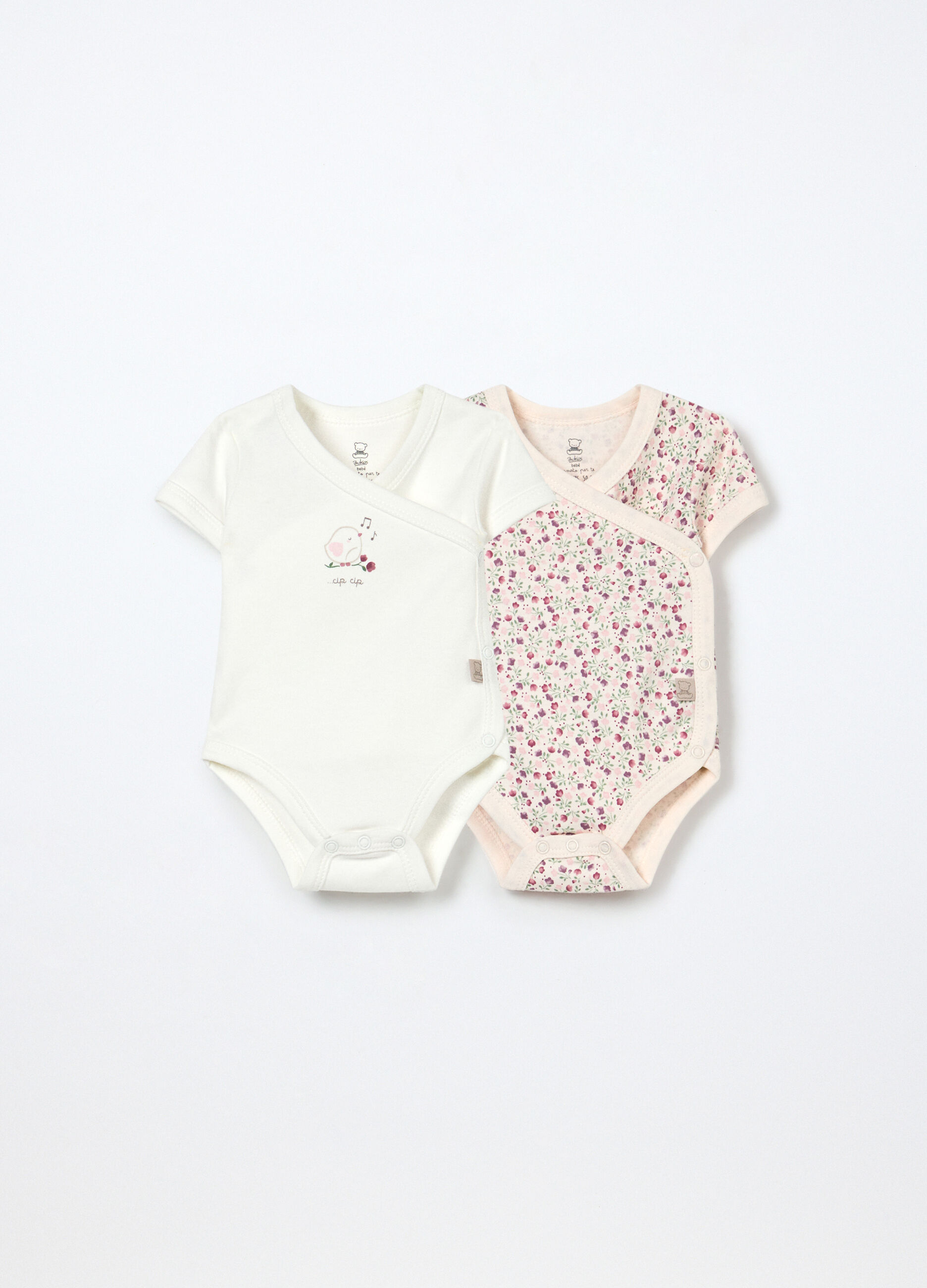 Pack 2 body incrociati in interlock di puro cotone neonata_0