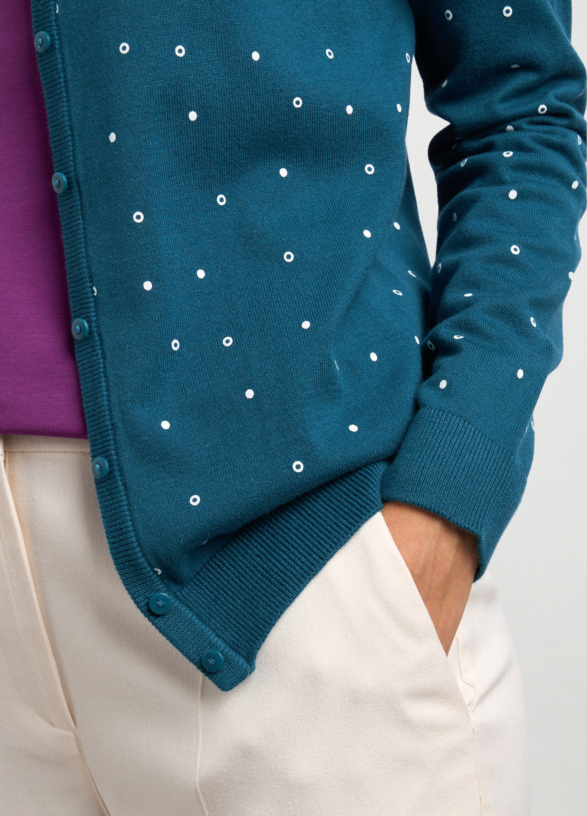 Cardigan misto cotone con stampa donna_2