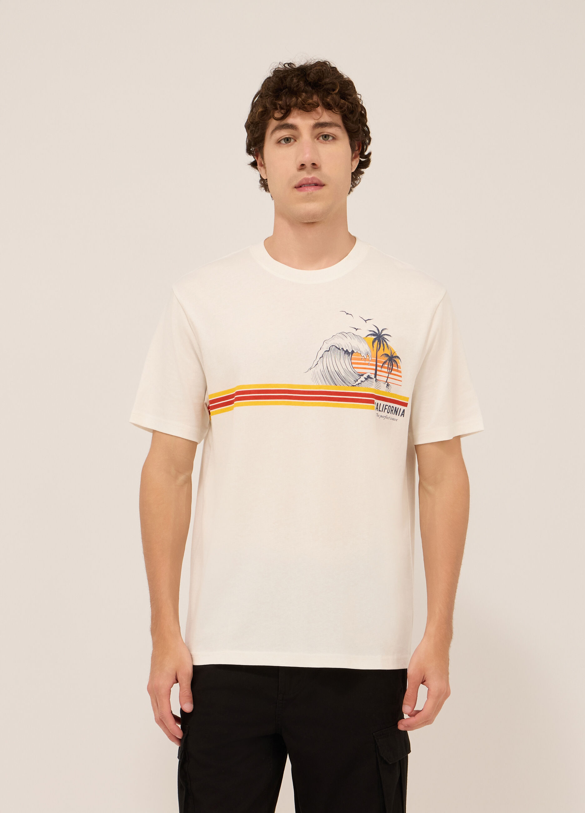 T-shirt in jersey di cotone con stampa uomo_0