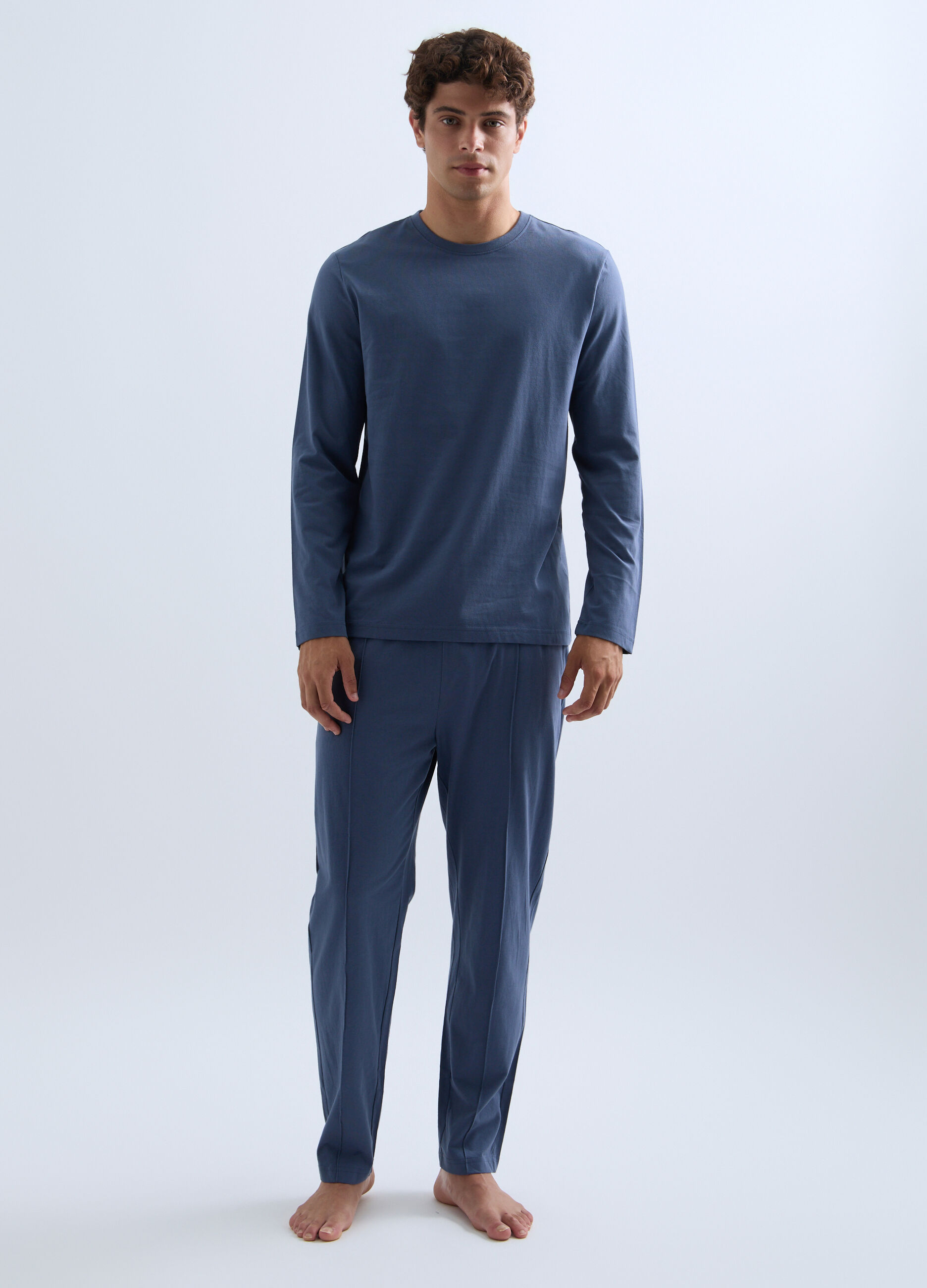 Pantalone pigiama in cotone con cr&ecirc;te uomo_0