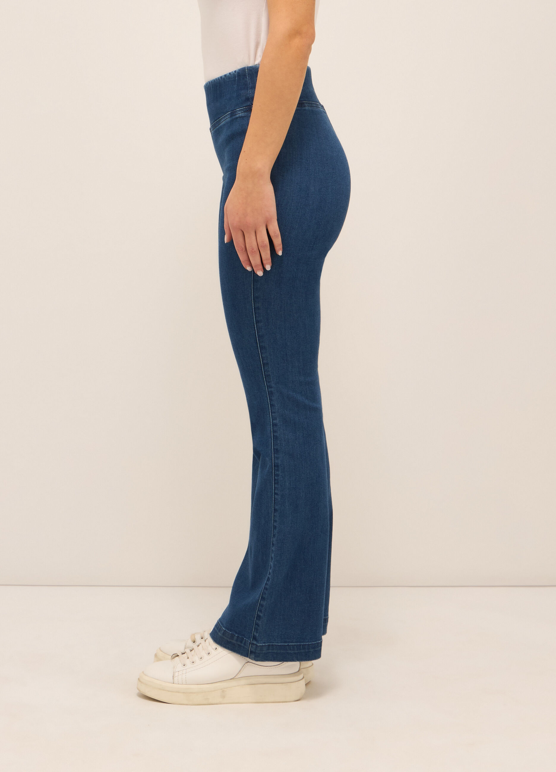 Jeggings a vita alta in stretch denim flare fit donna_2