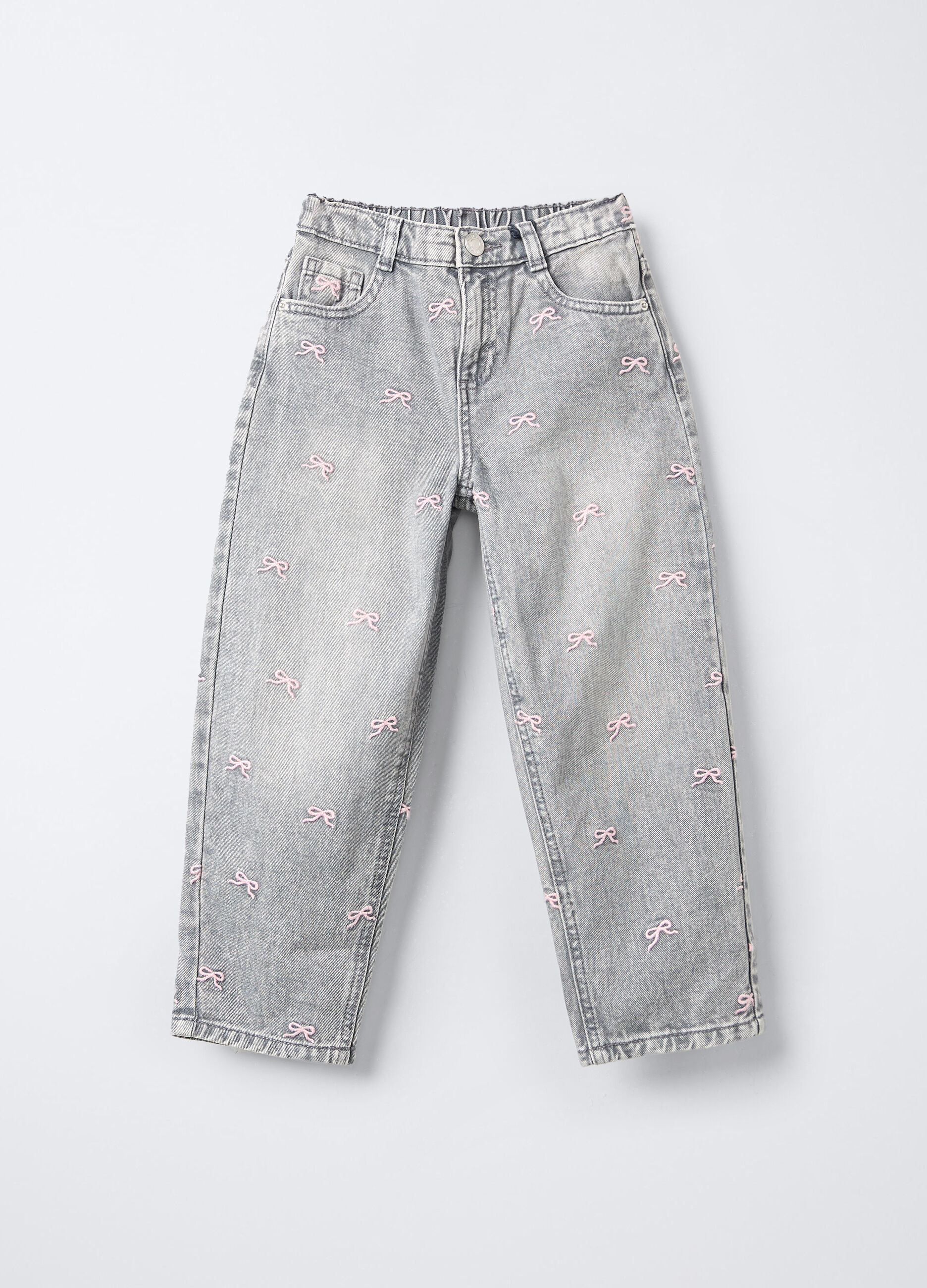 Pantaloni in denim di puro cotone Fit Balloon bambina_0