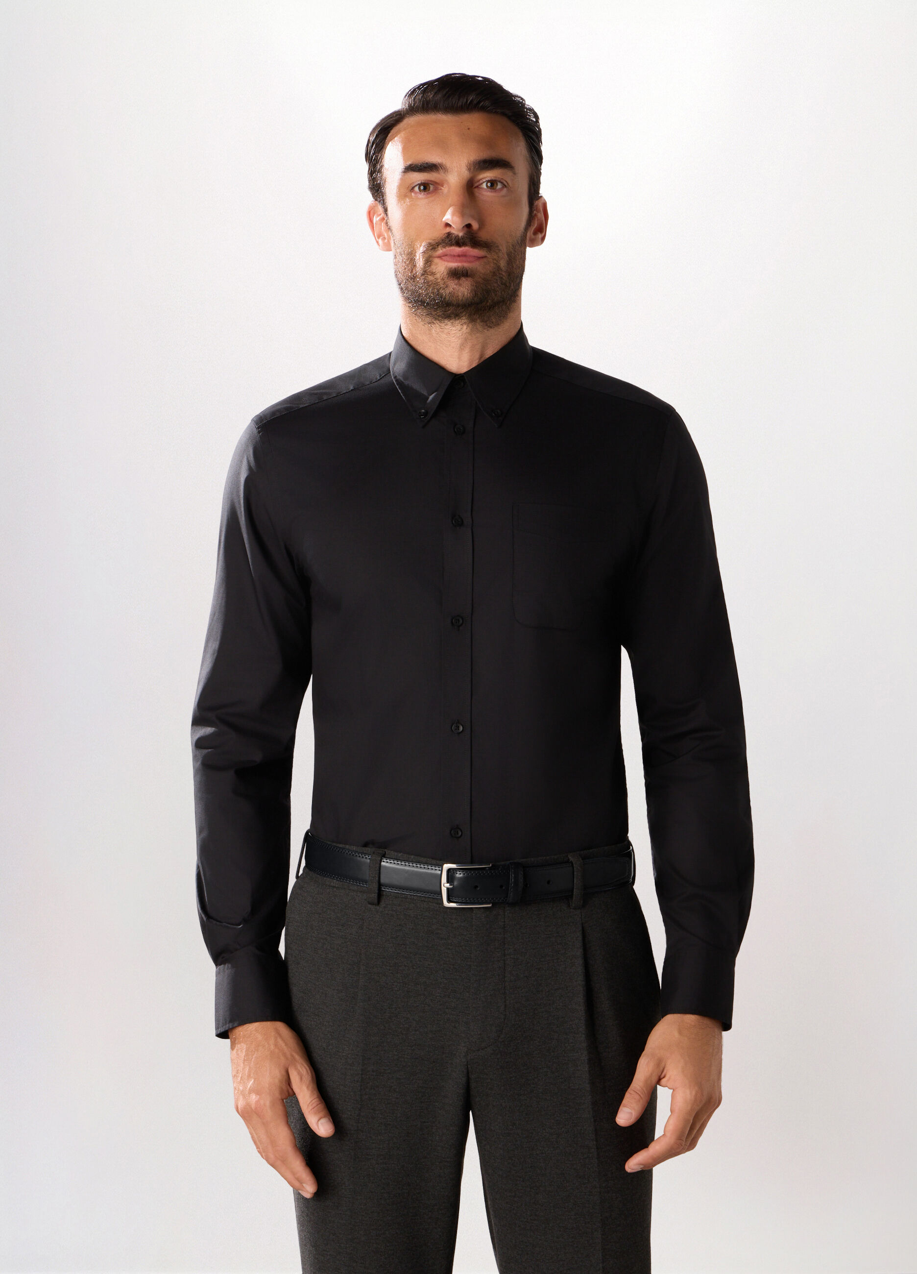 Camicia slim fit in cotone stretch uomo_0