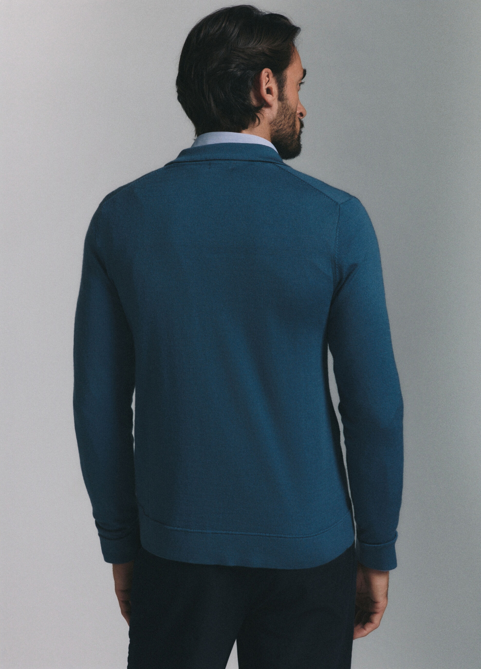 Polo a maniche lunghe in lana merino uomo_3