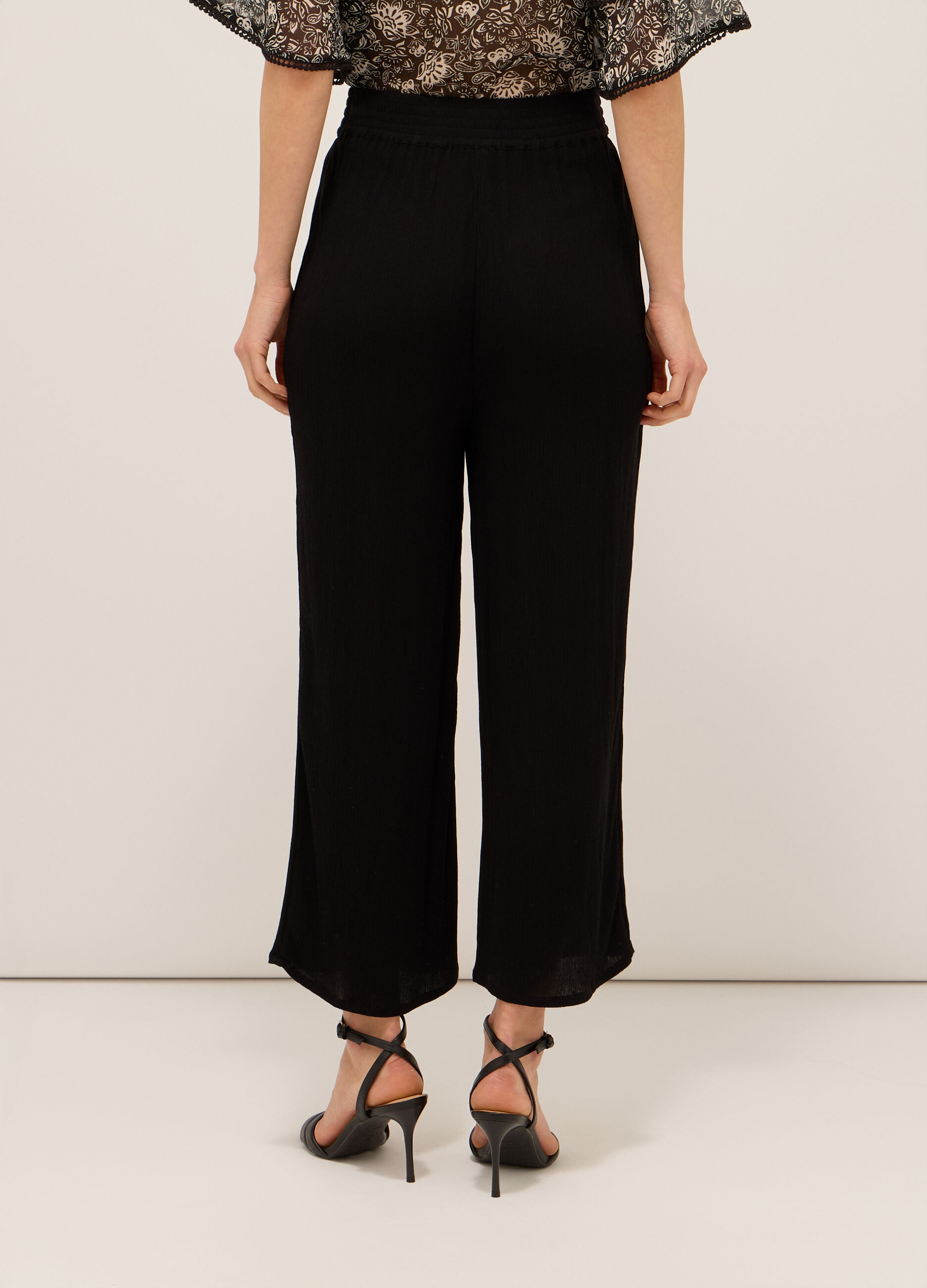 Pantaloni in pura viscosa creponne donna_1