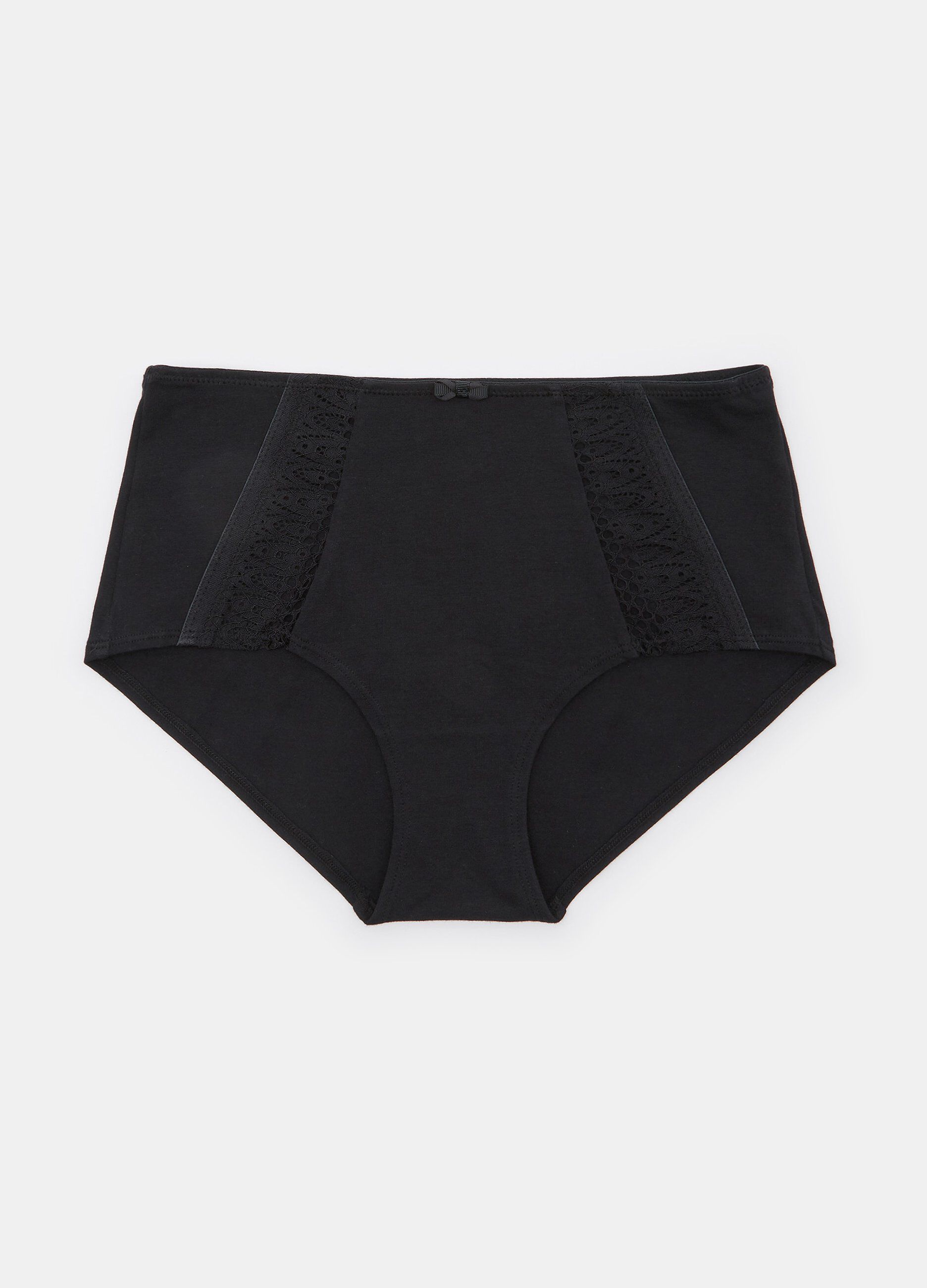 Slip a vita alta in cotone elasticato donna_0