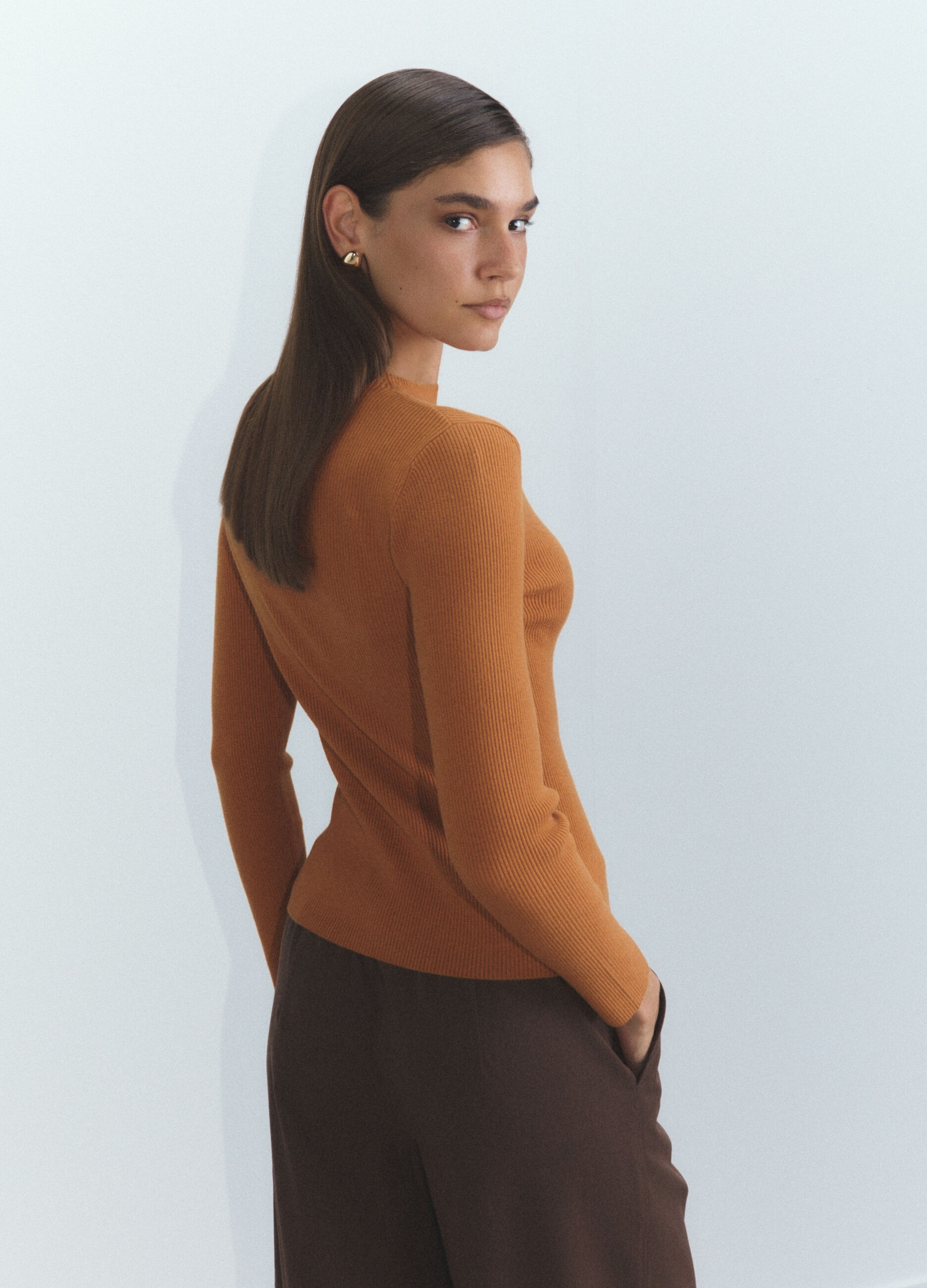 Cardigan girocollo Fitted in costina donna_3