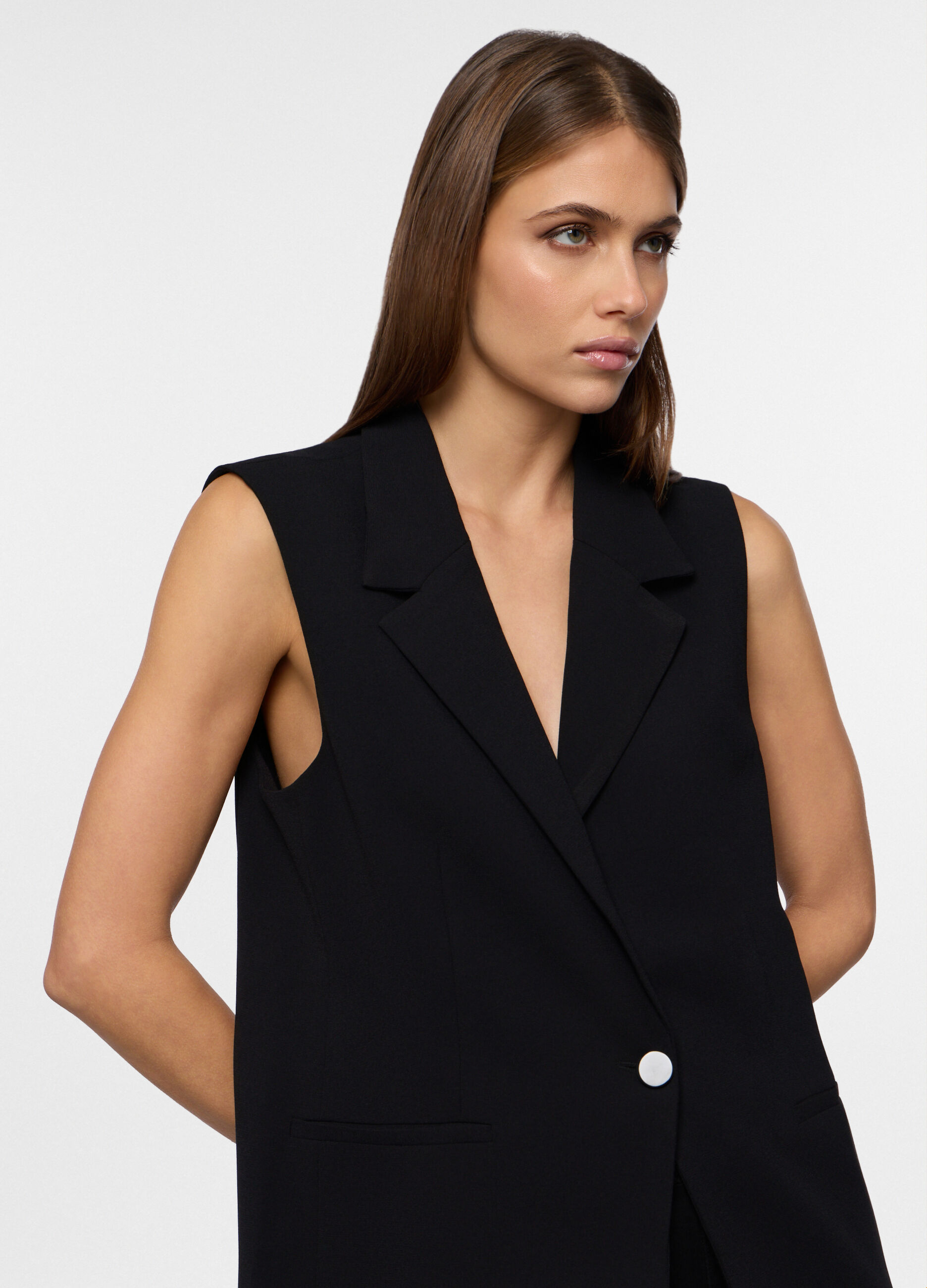 Gilet con collo reverse donna_2