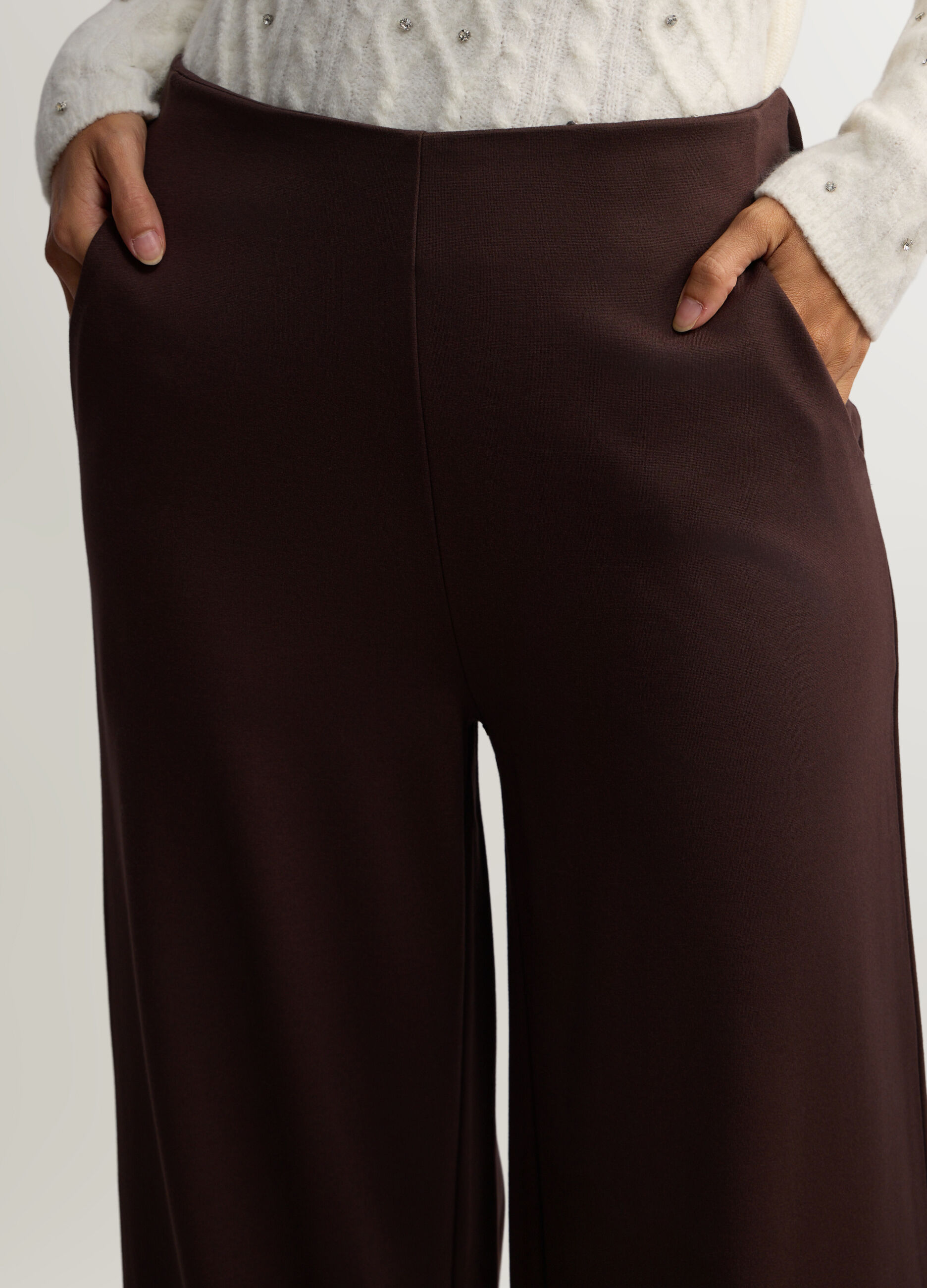 Pantaloni Wide Leg in Punto Milano stretch donna_3