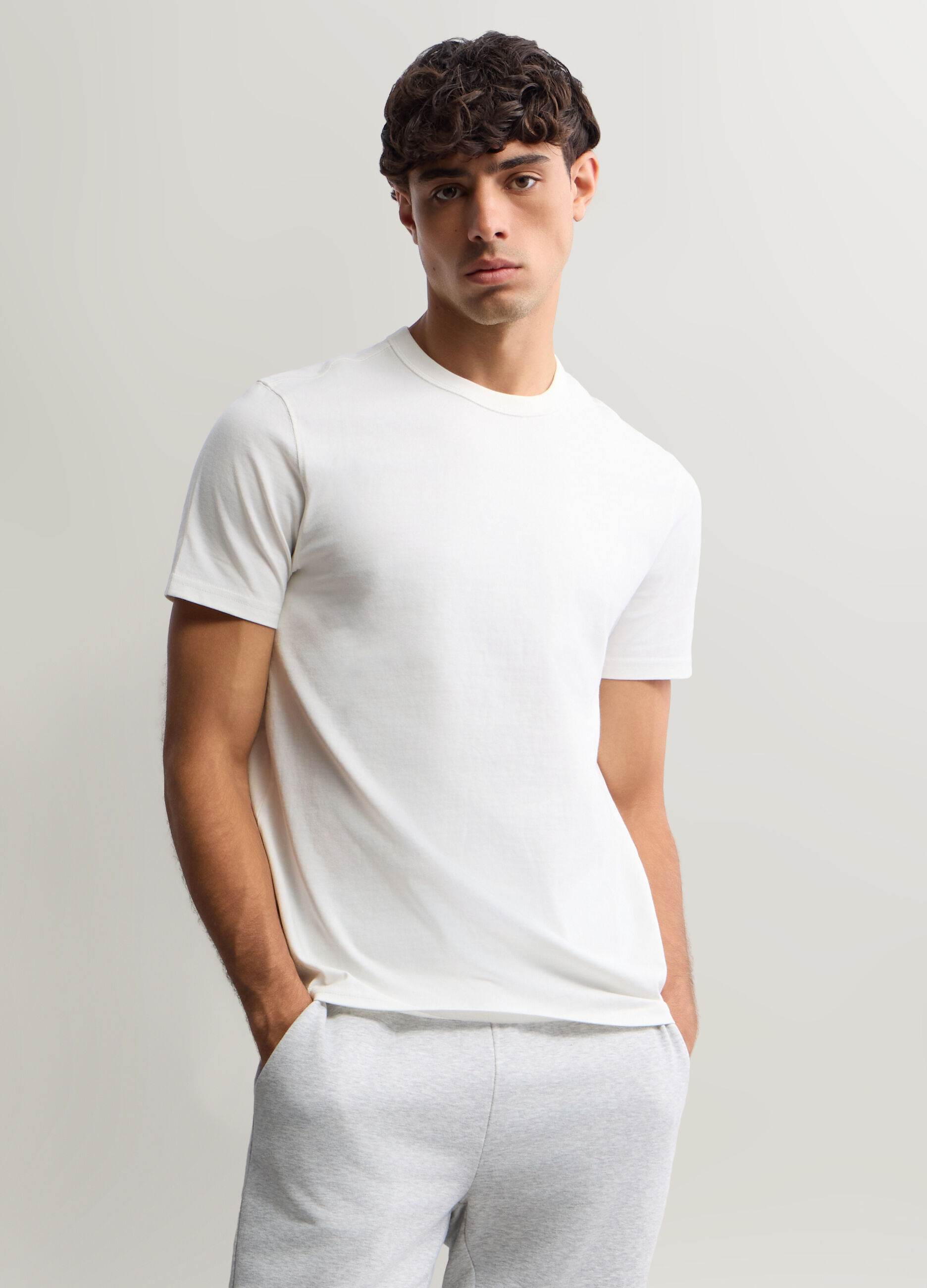 T-shirt girocollo in interlock di cotone uomo_0