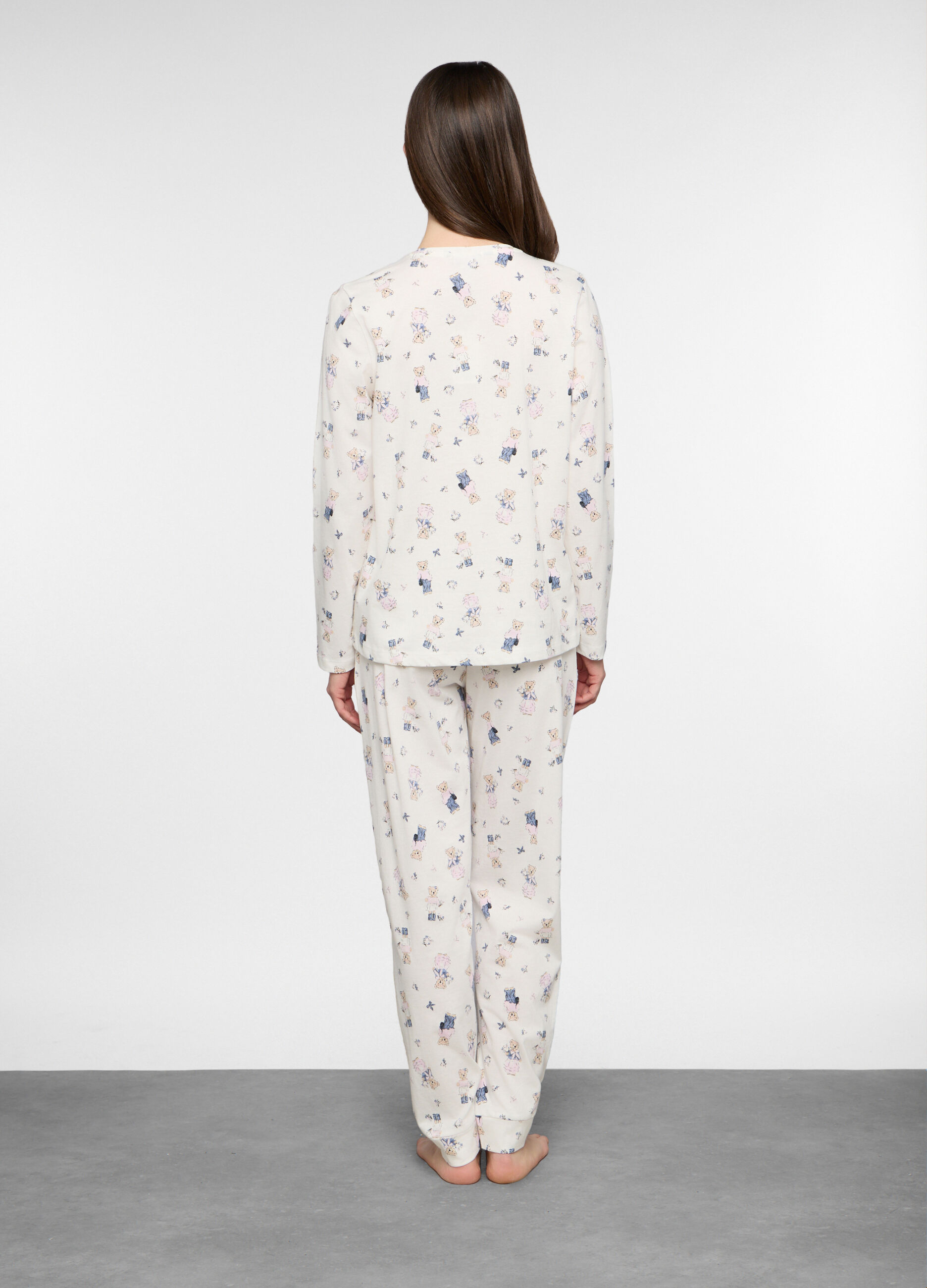 Set pigiama lungo in jersey di puro cotone donna_1